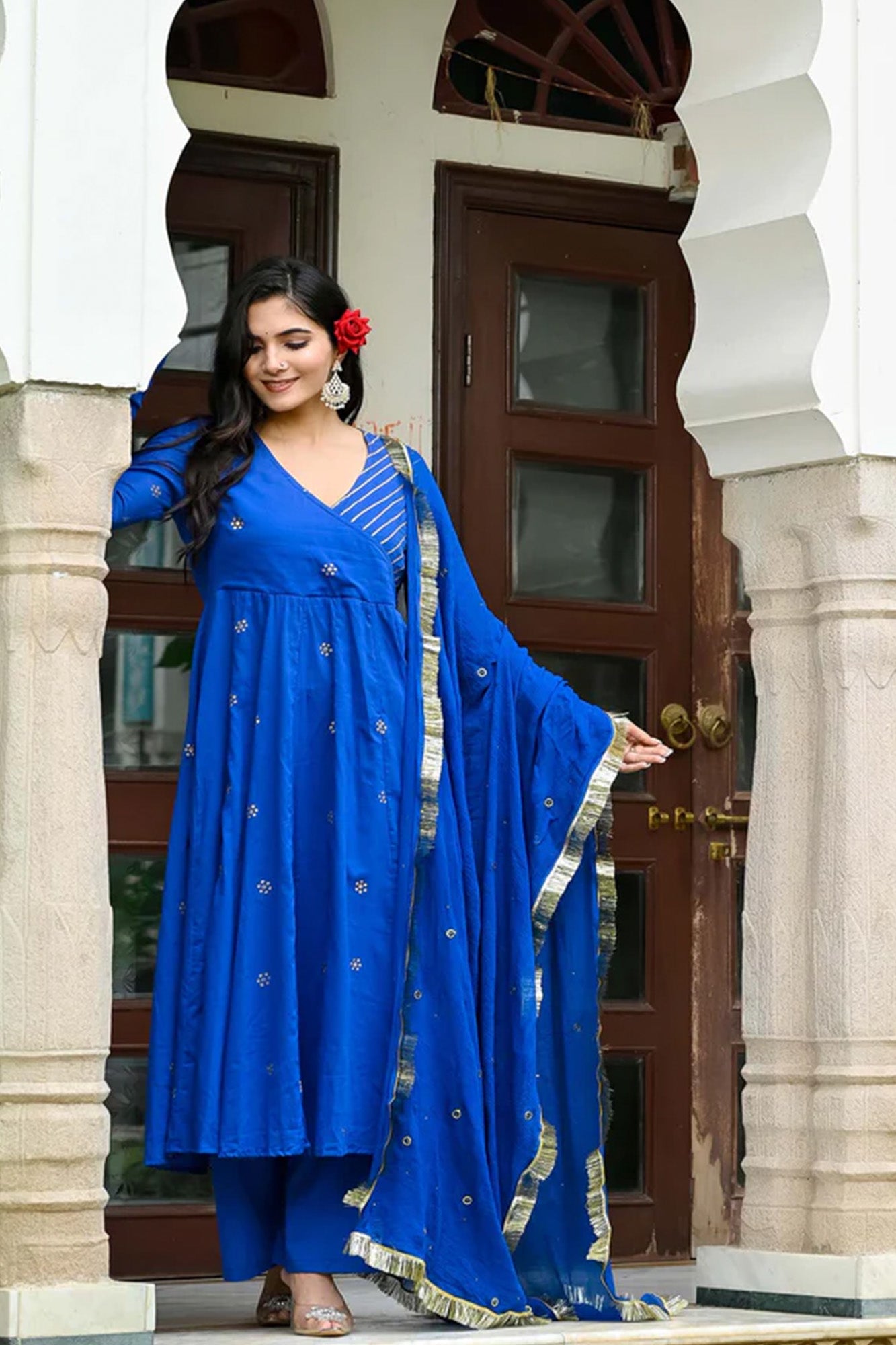 Utsav Blue Anarkali Suit Set of 3