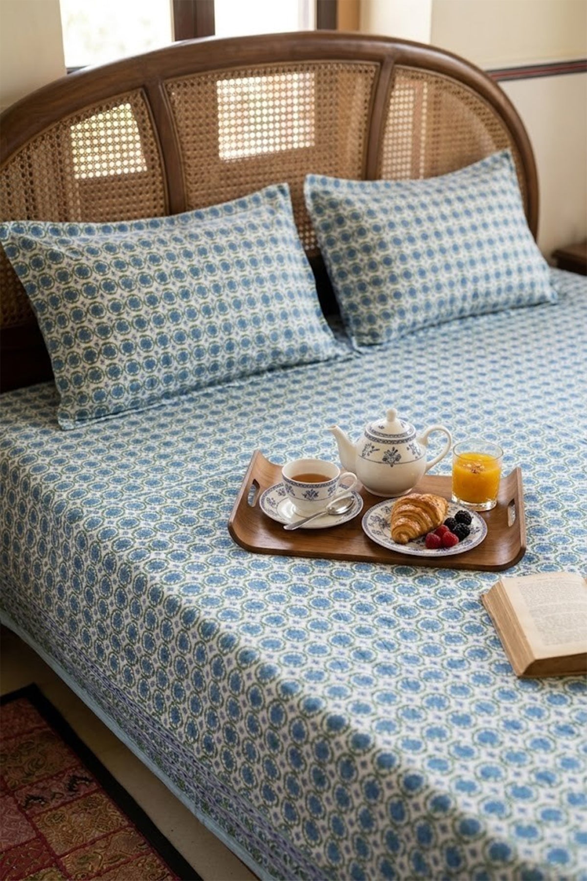 Mint Carnation Bed Sheet With Pillow