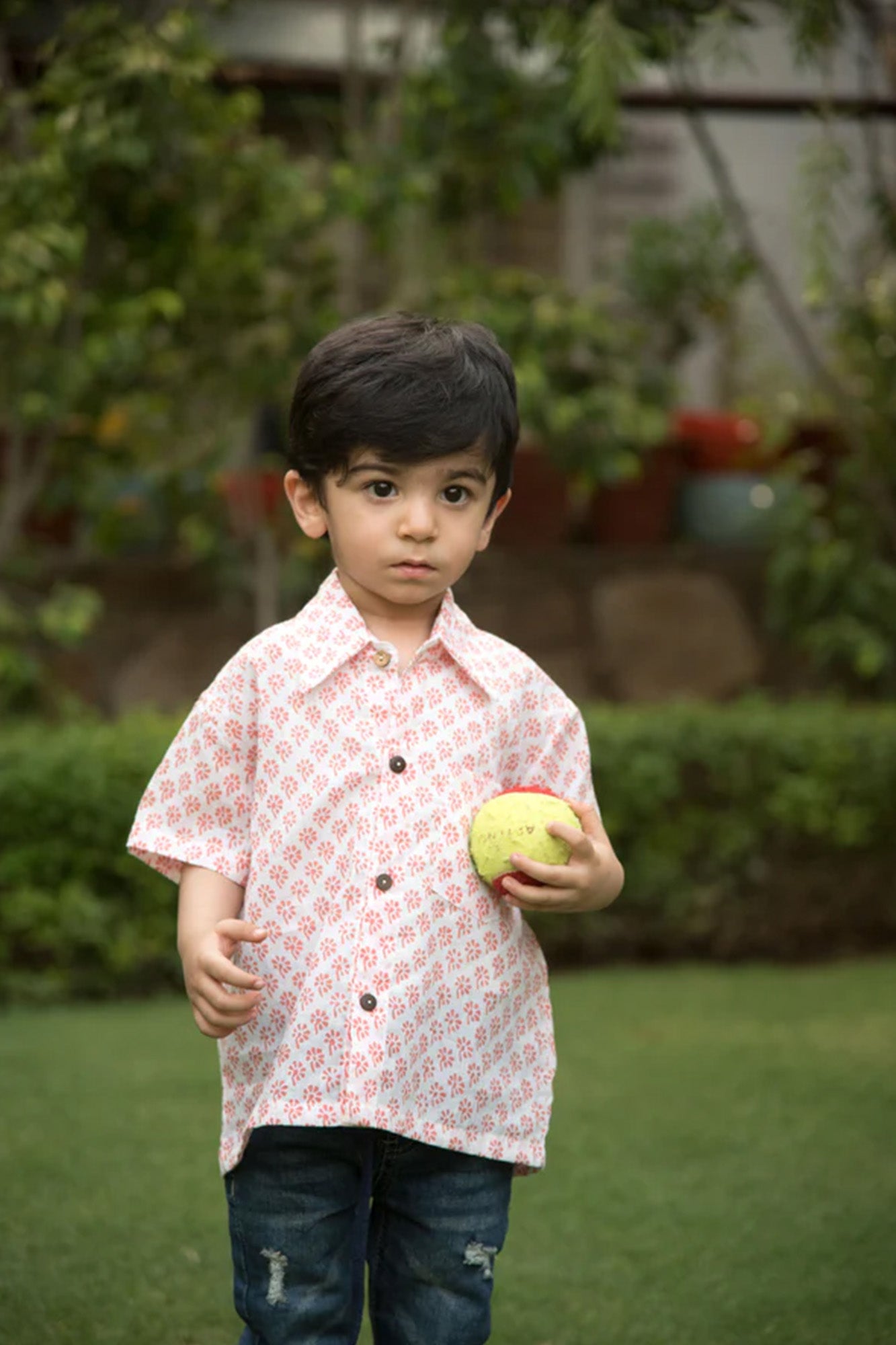 Peach Floral Boys Shirt