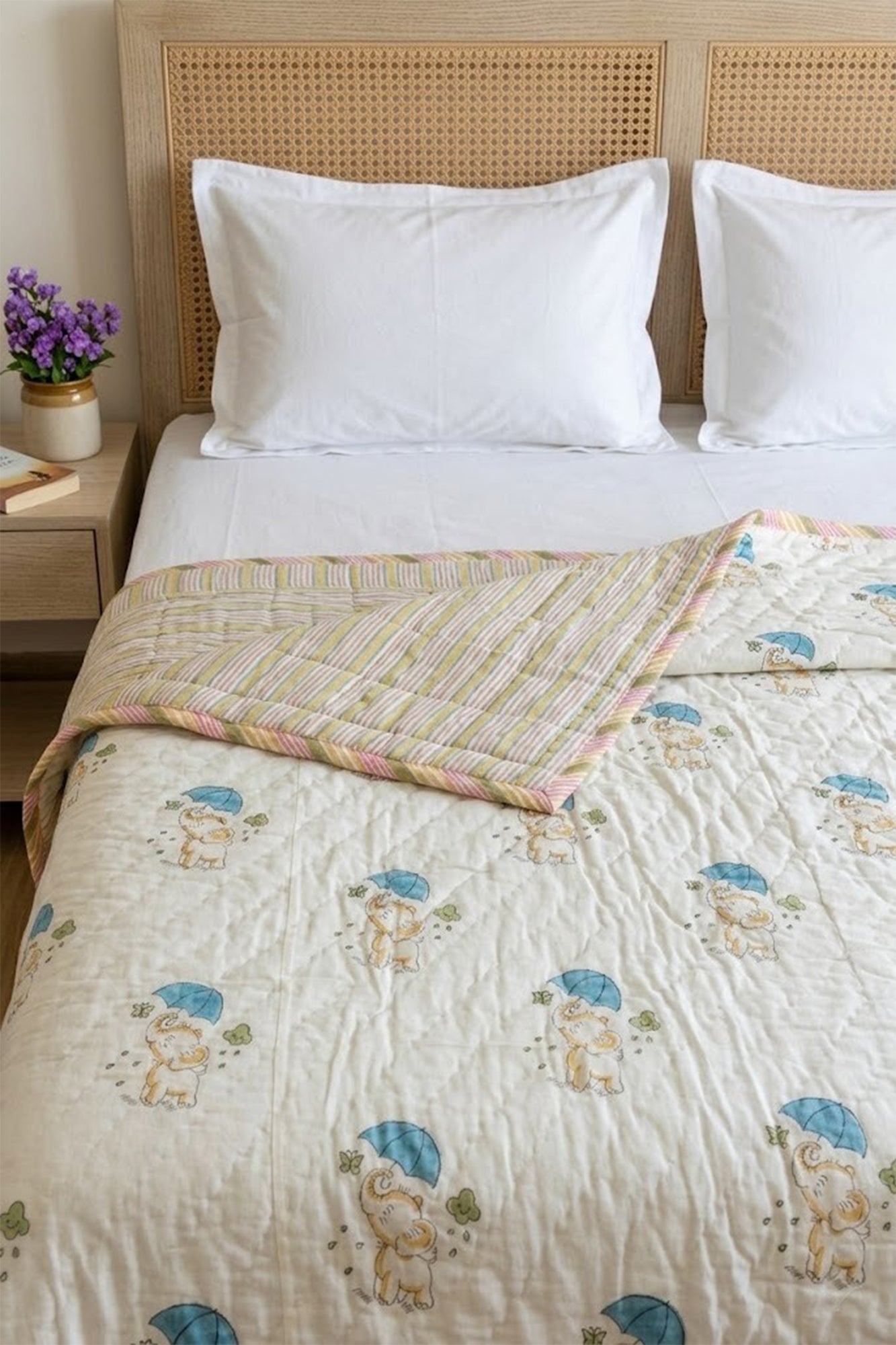 Umbrella & Trunk Kids Quilt Pair of 2