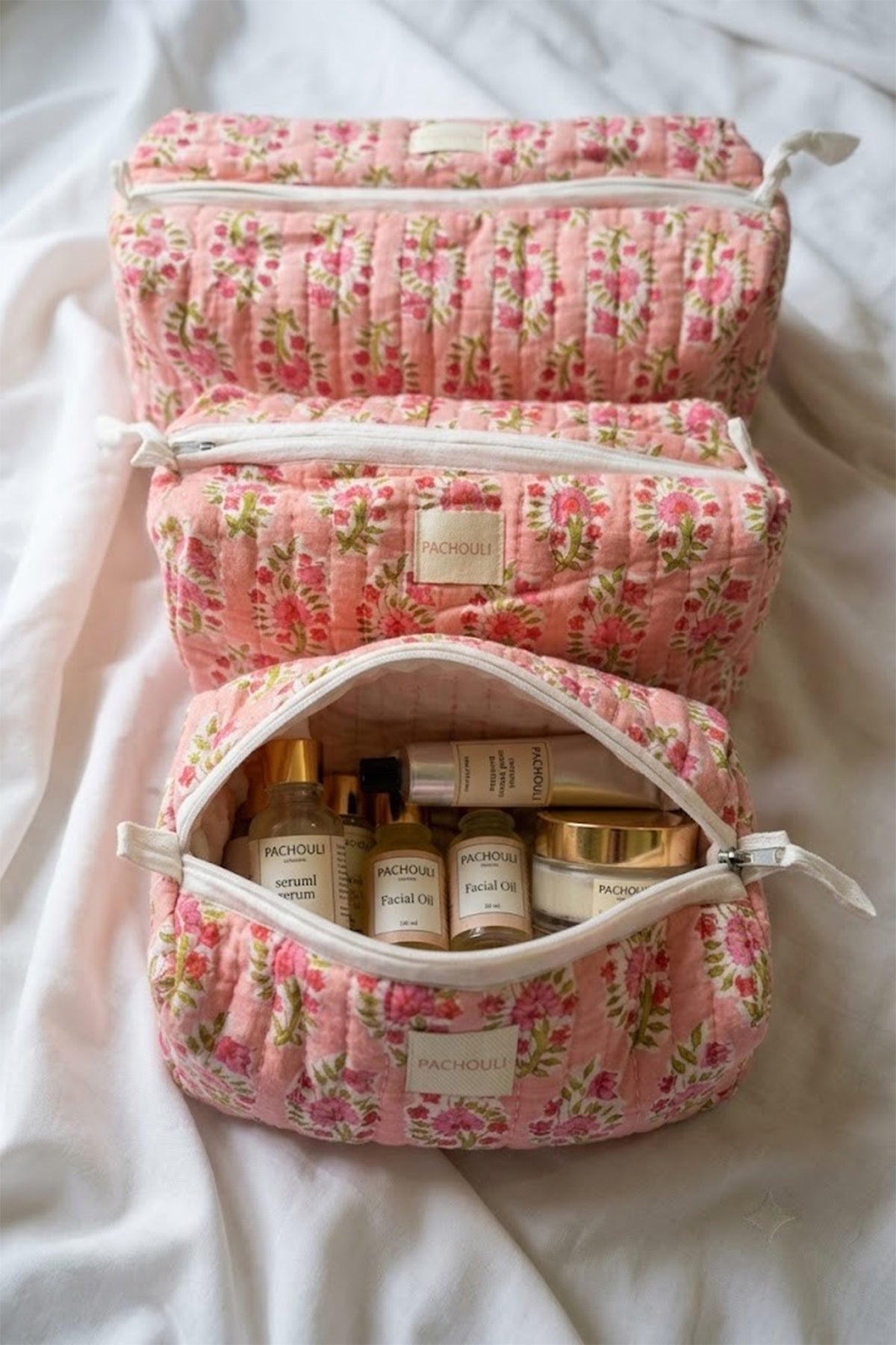 Pink Motifs Pouch Set of 3