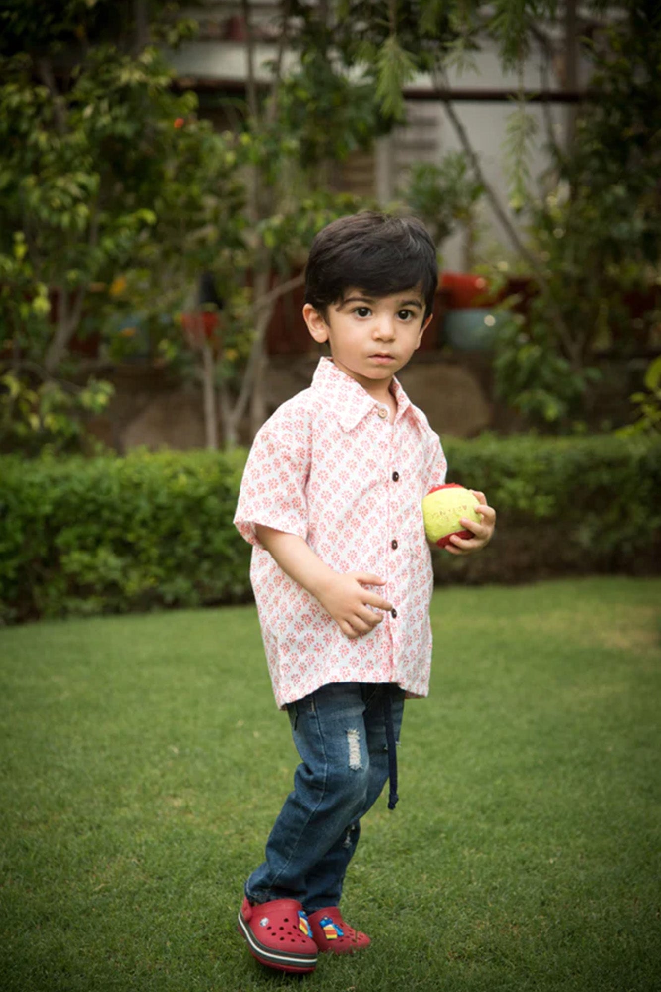 Peach Floral Boys Shirt