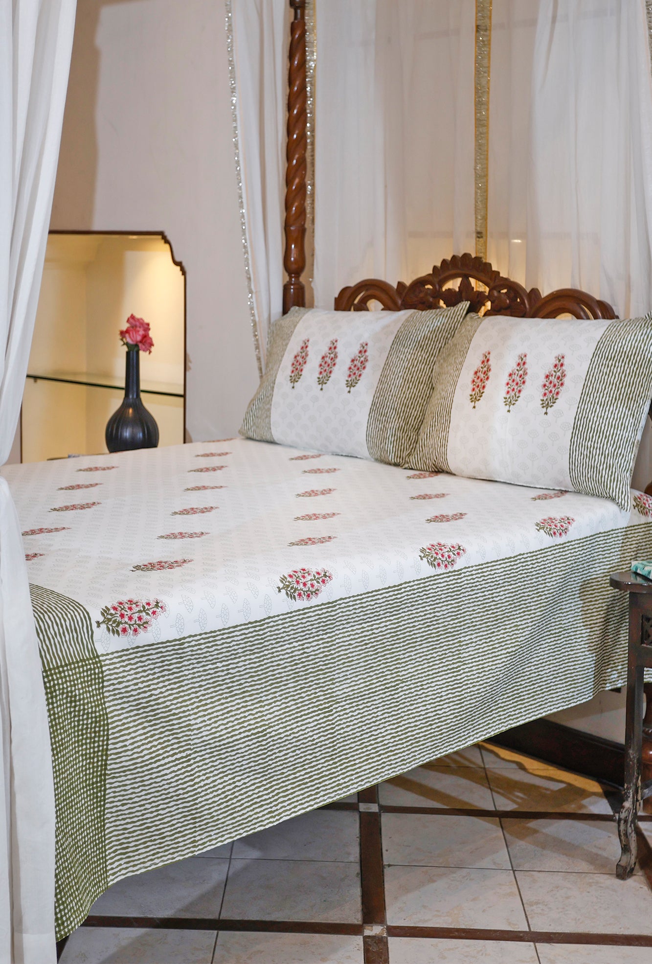 Mughal Green Bed Sheet