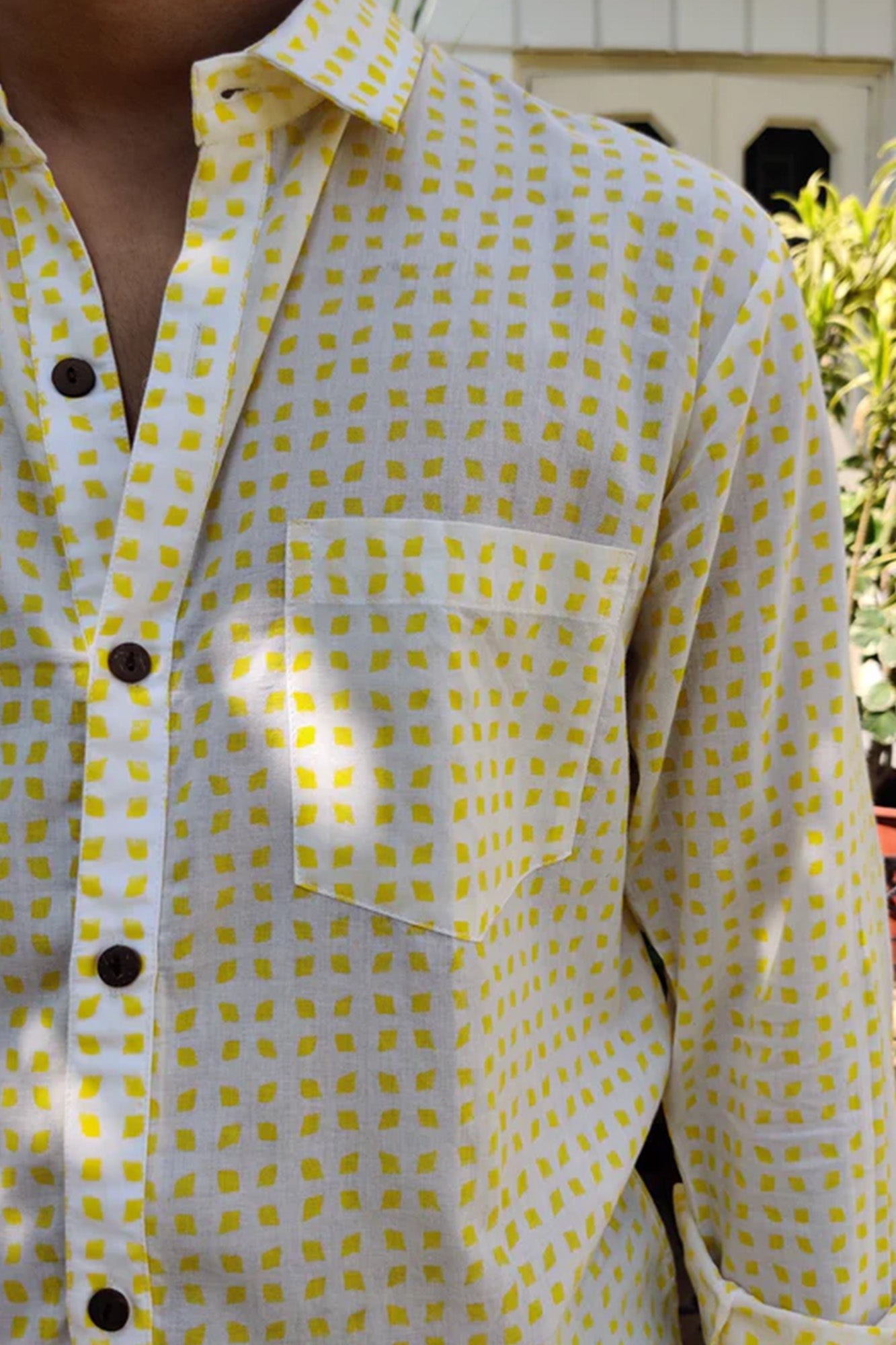 Men Yellow Diamond Full Sleeve Shirt