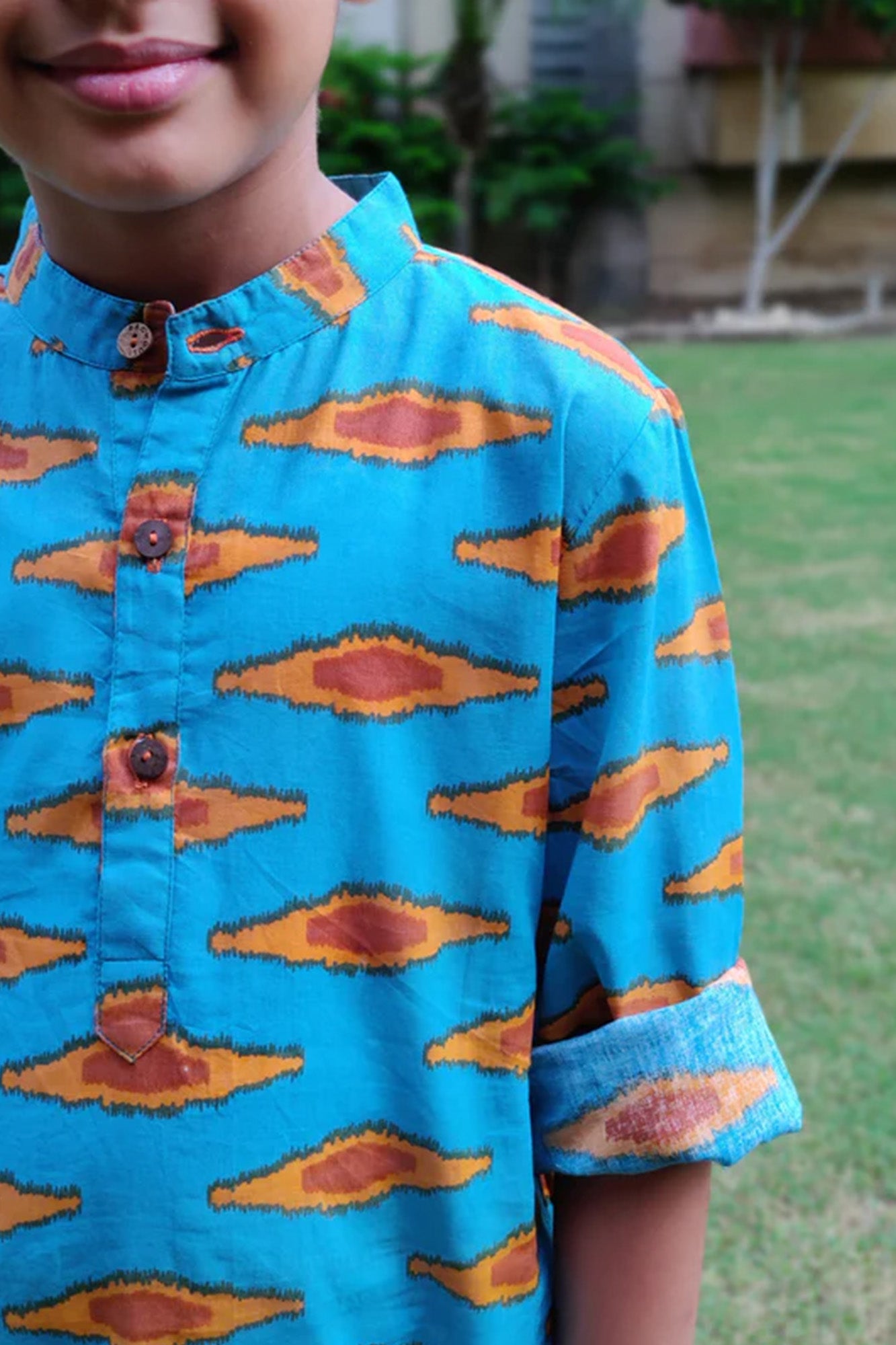 Boy Kurta Blue Ikat