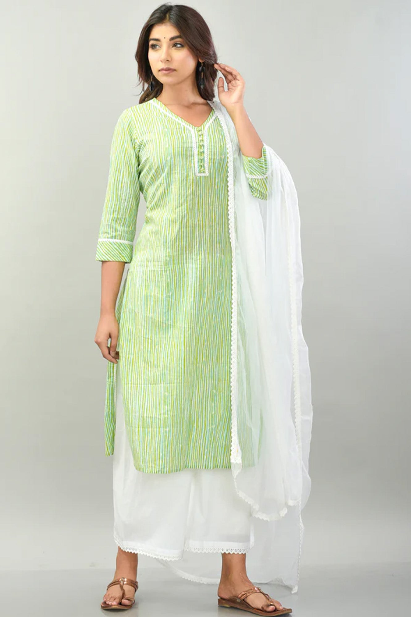 French Stripes Green Suit Set/3