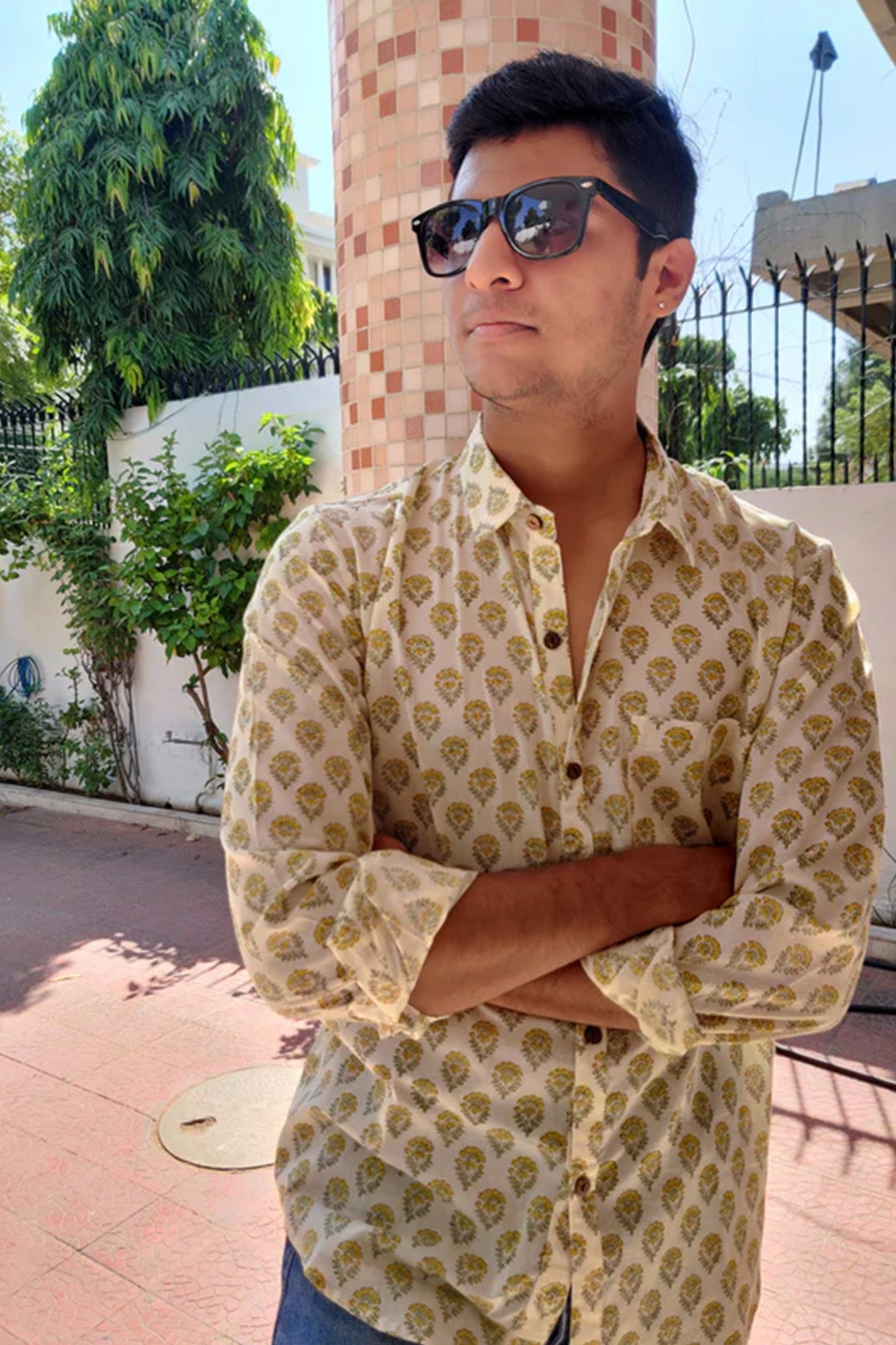 Men Yellow Booti Full Sleeve Shirt