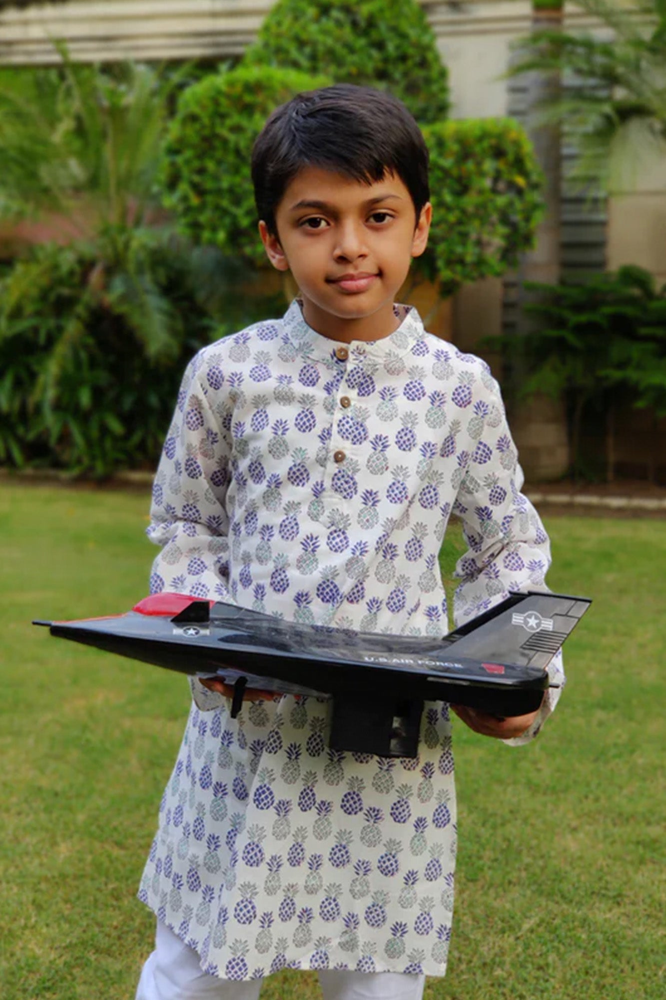 Boy Pineapple Blue Green Kurta