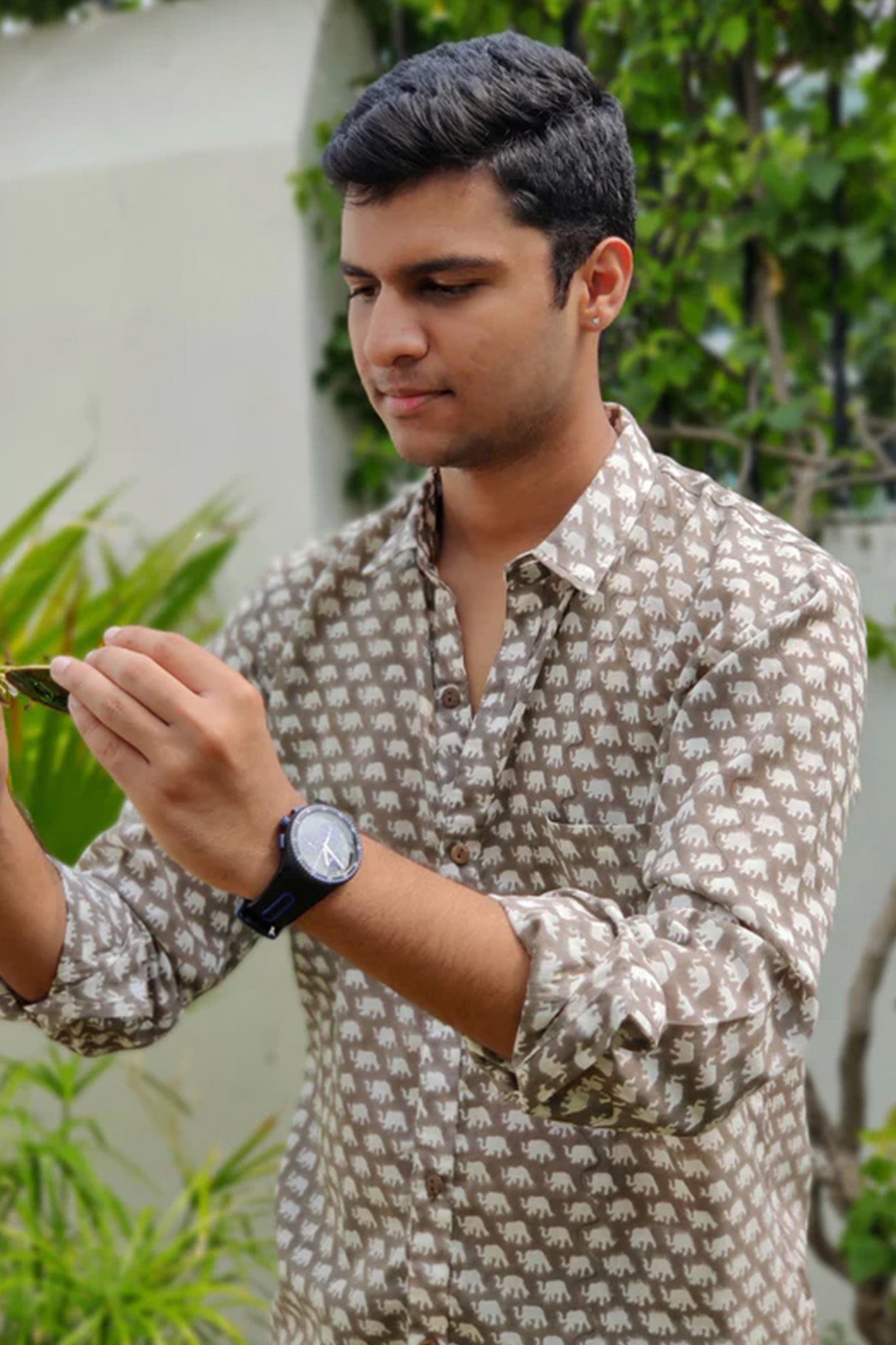 Men Brown Elephant Full Sleeve Shirt