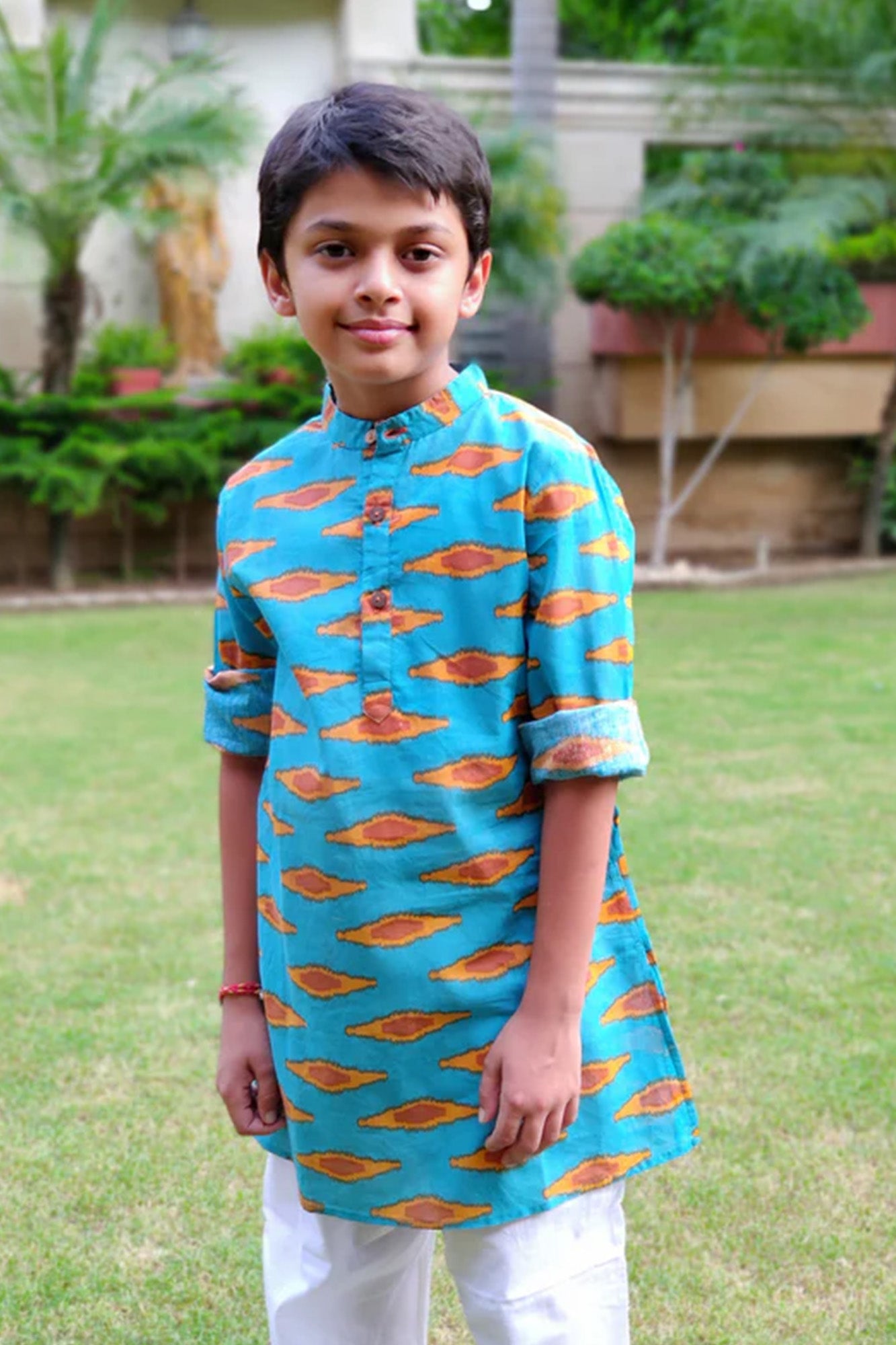 Boy Kurta Blue Ikat