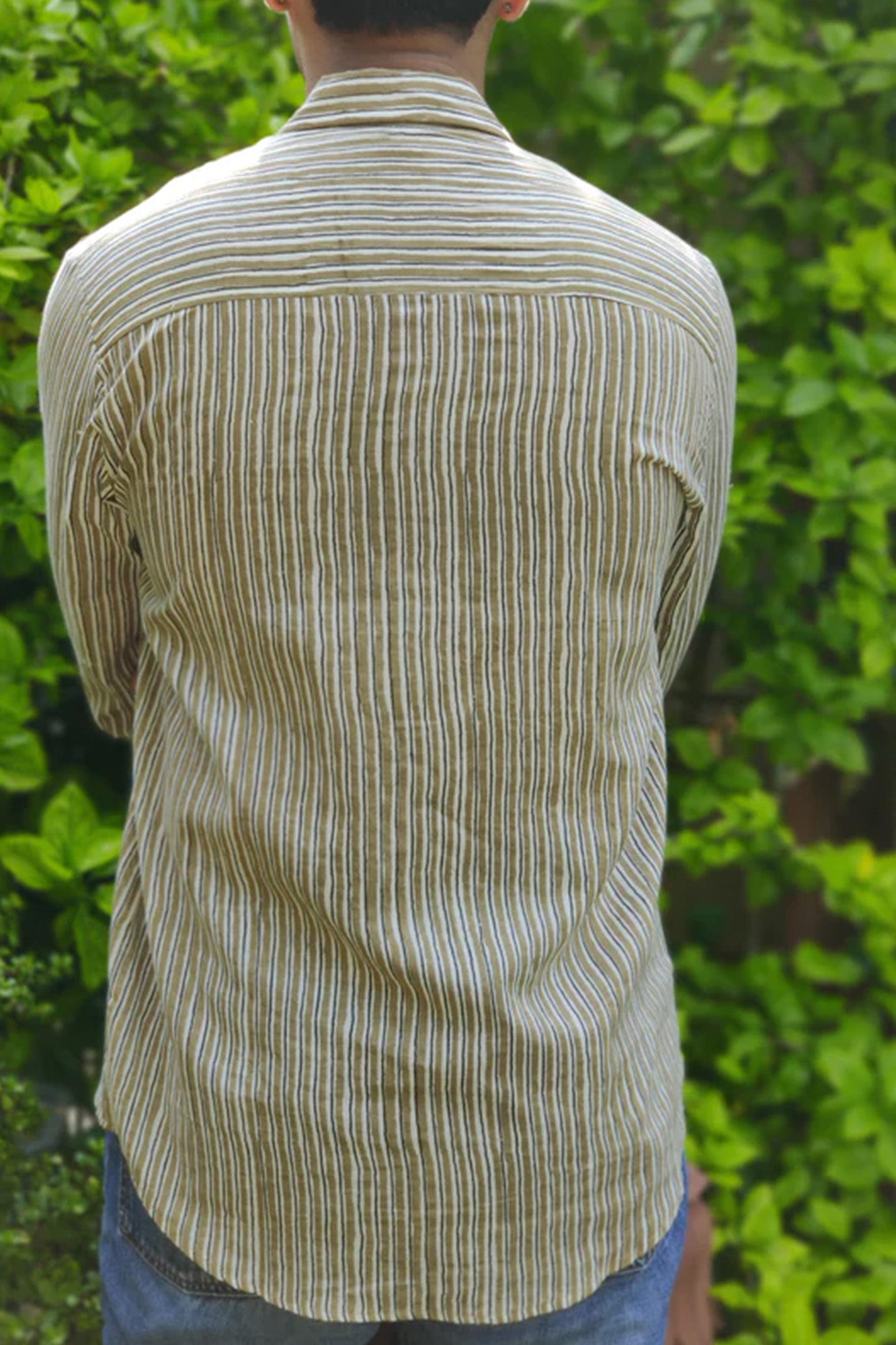 Men Full Sleeve Shirt Brown Stripes