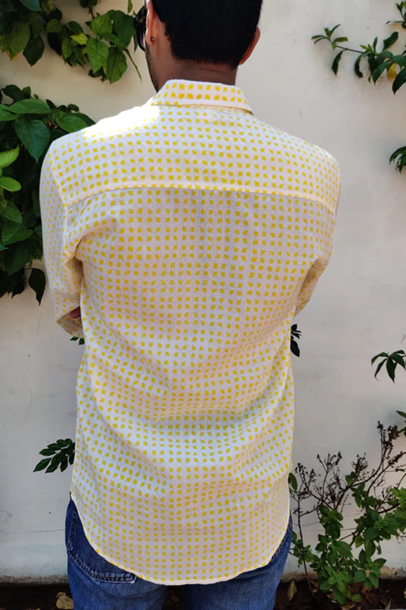 Men Yellow Diamond Full Sleeve Shirt