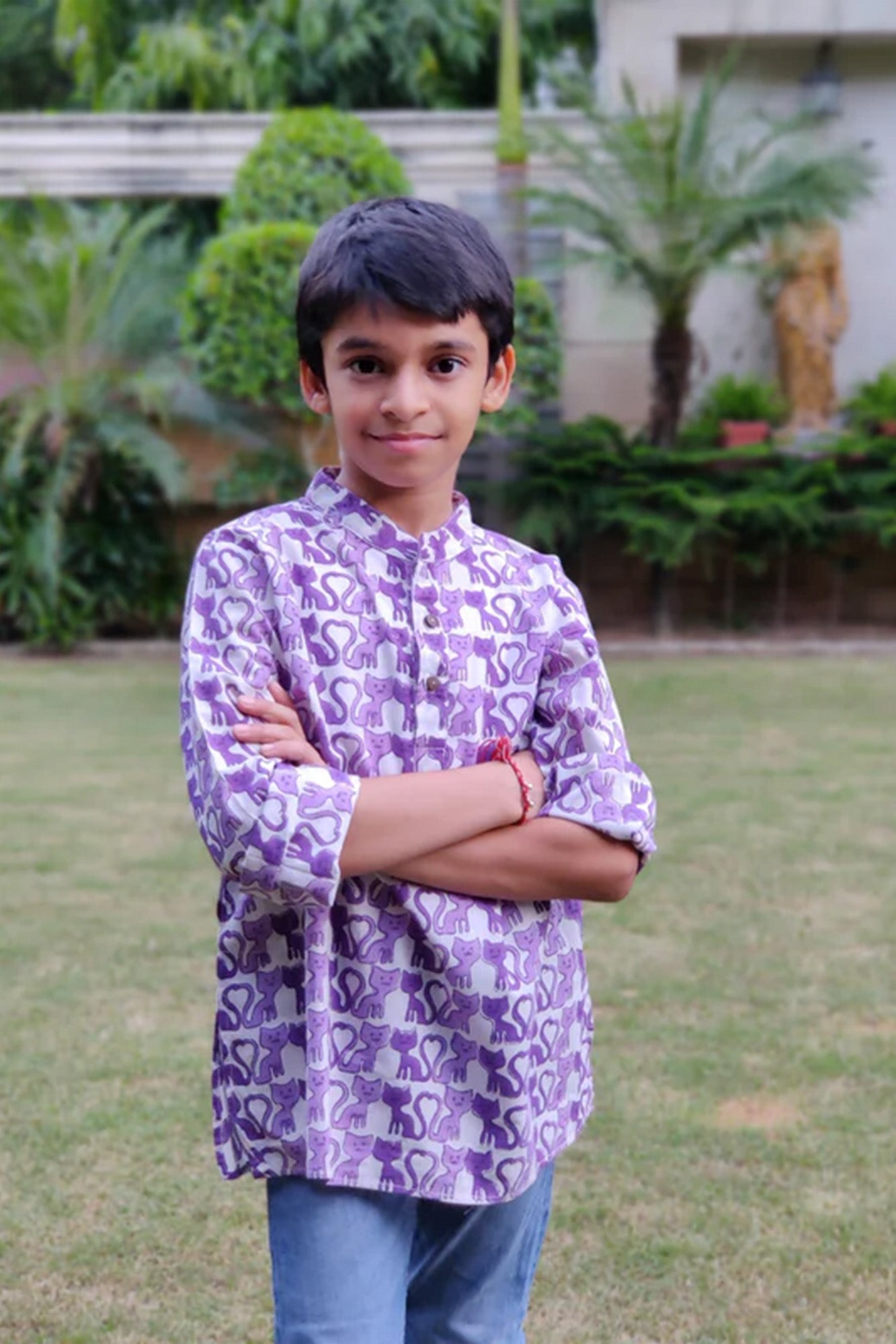 Boy Purple Cat Kurta