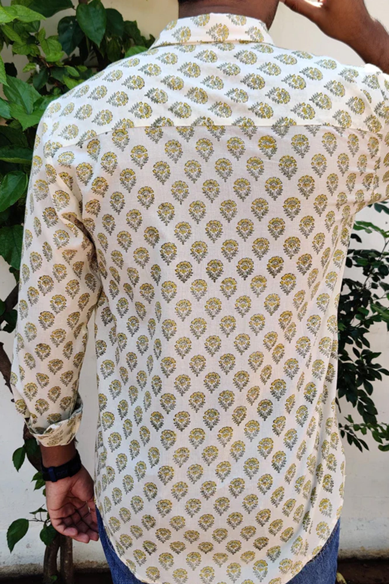 Men Yellow Booti Full Sleeve Shirt