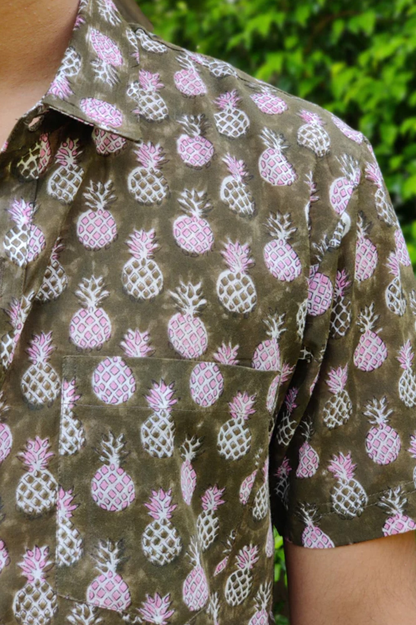 Men Half Sleeve Shirt Pink Pine