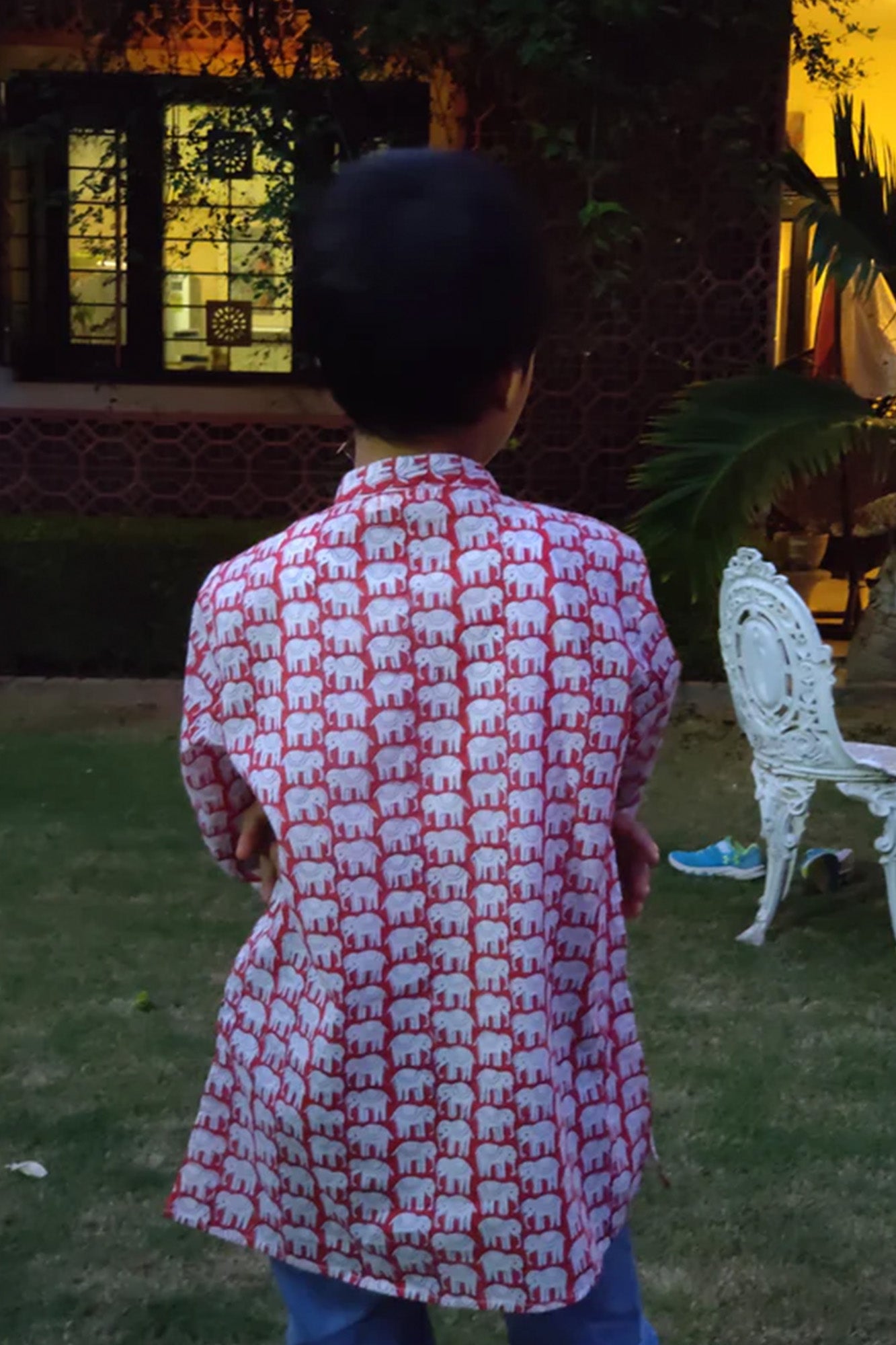 Boy Elephant Red Kurta