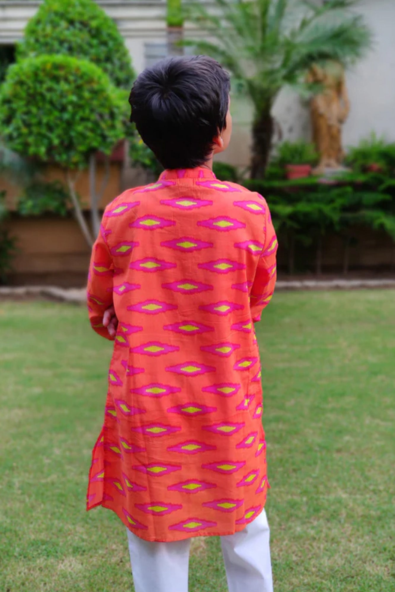 Boy Kurta Orange Ikat