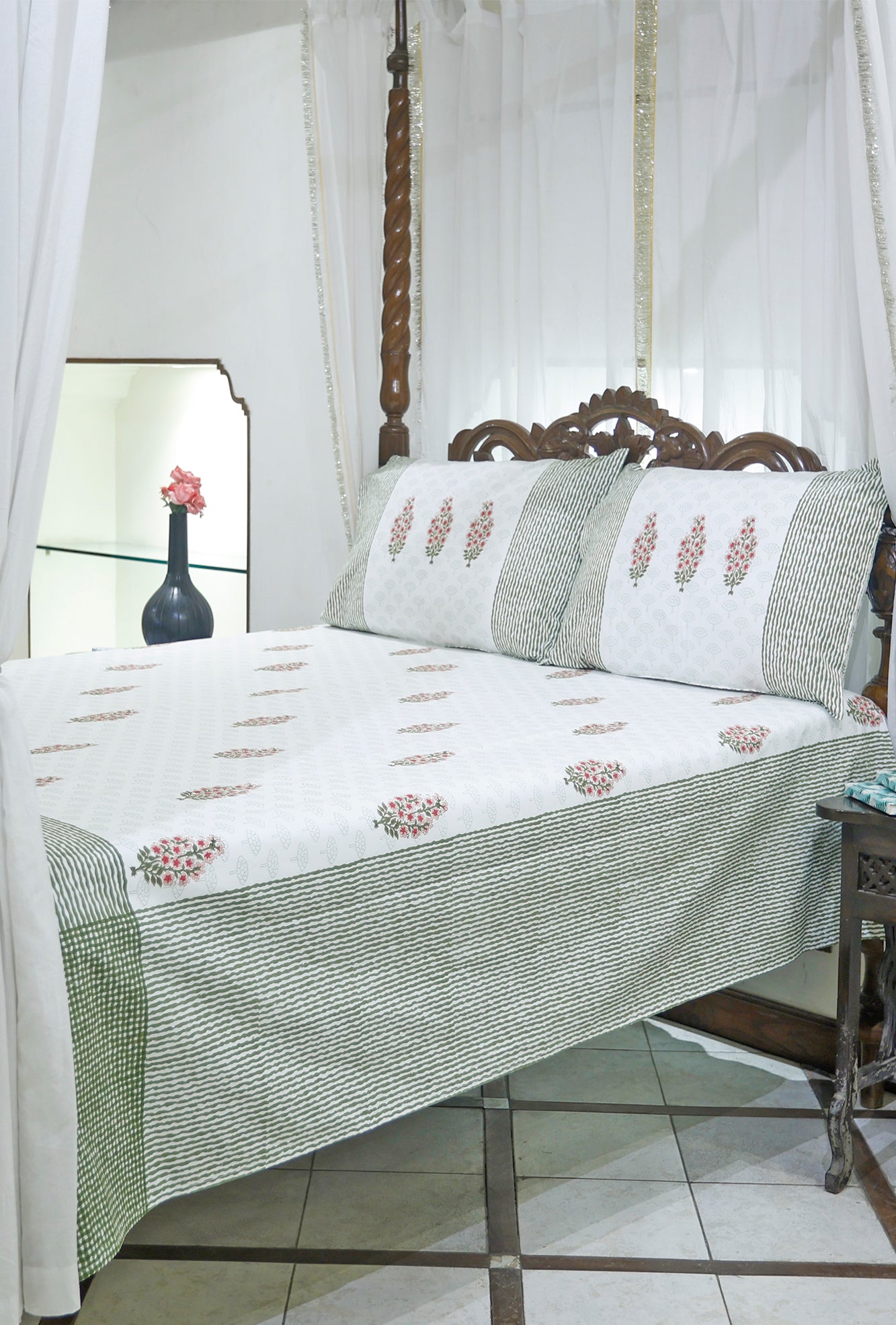 Mughal Green Bed Sheet