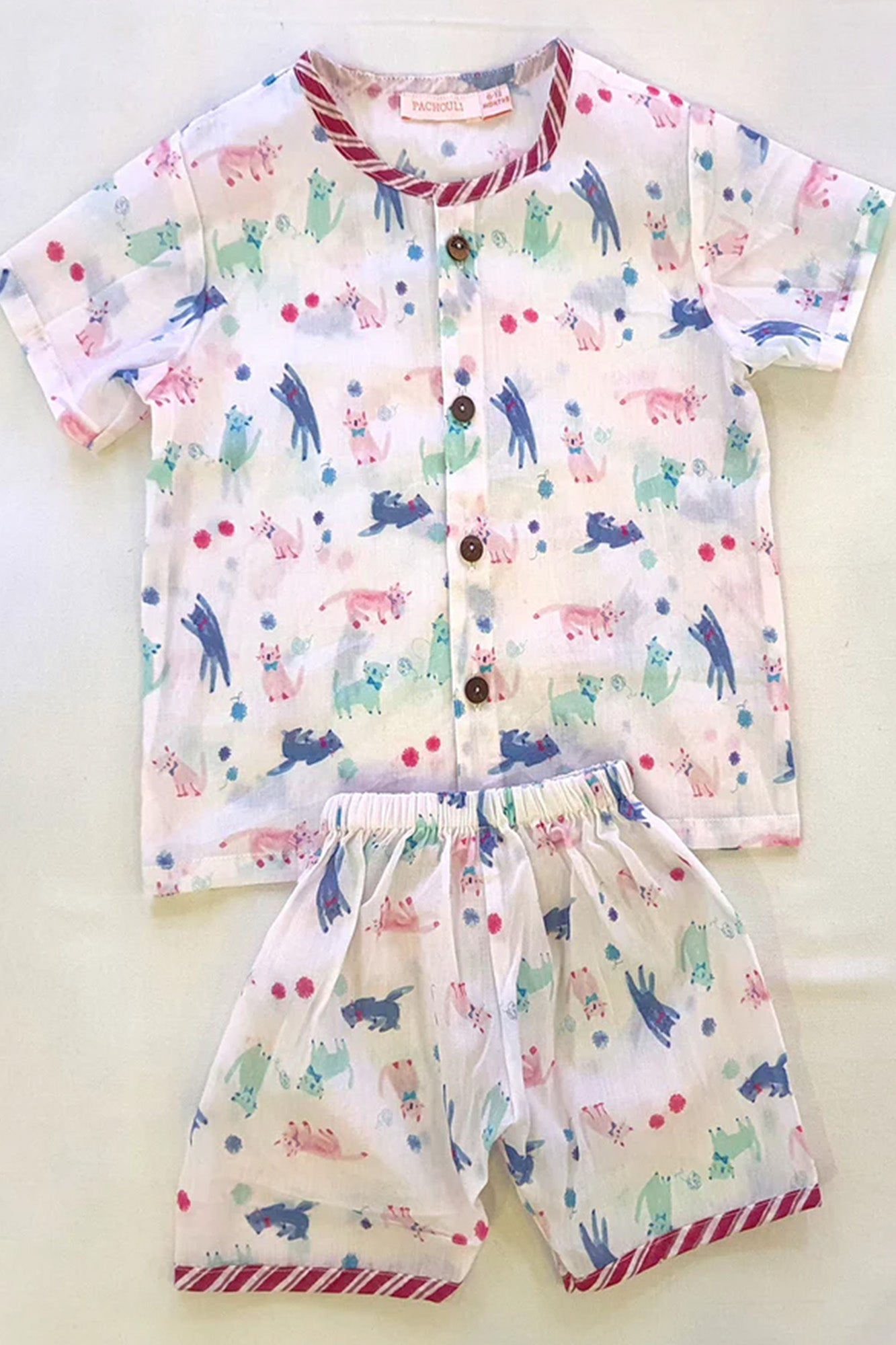 Top Front With Shorts Infants Cats Blue