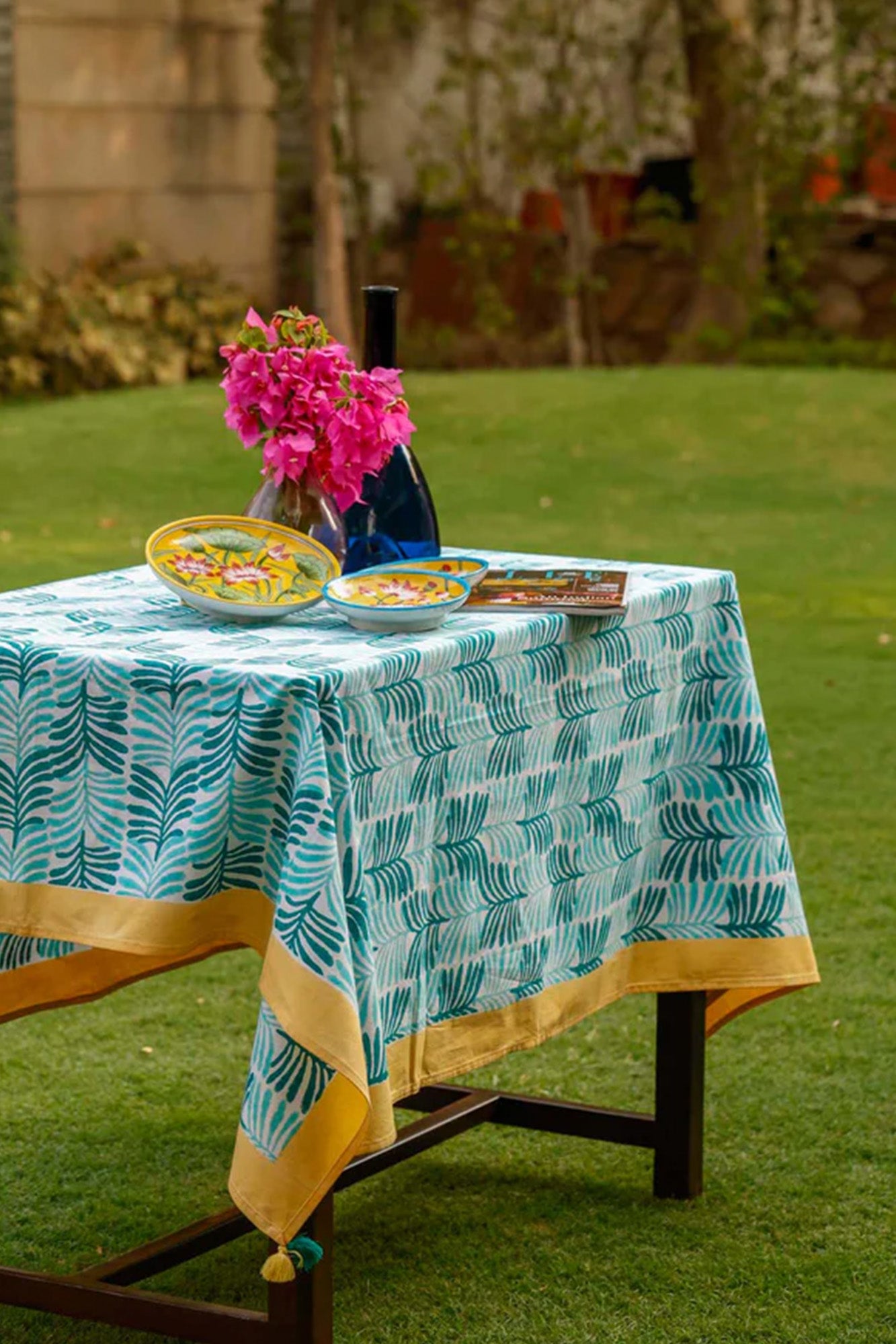 Table Cover Block Leaf Green