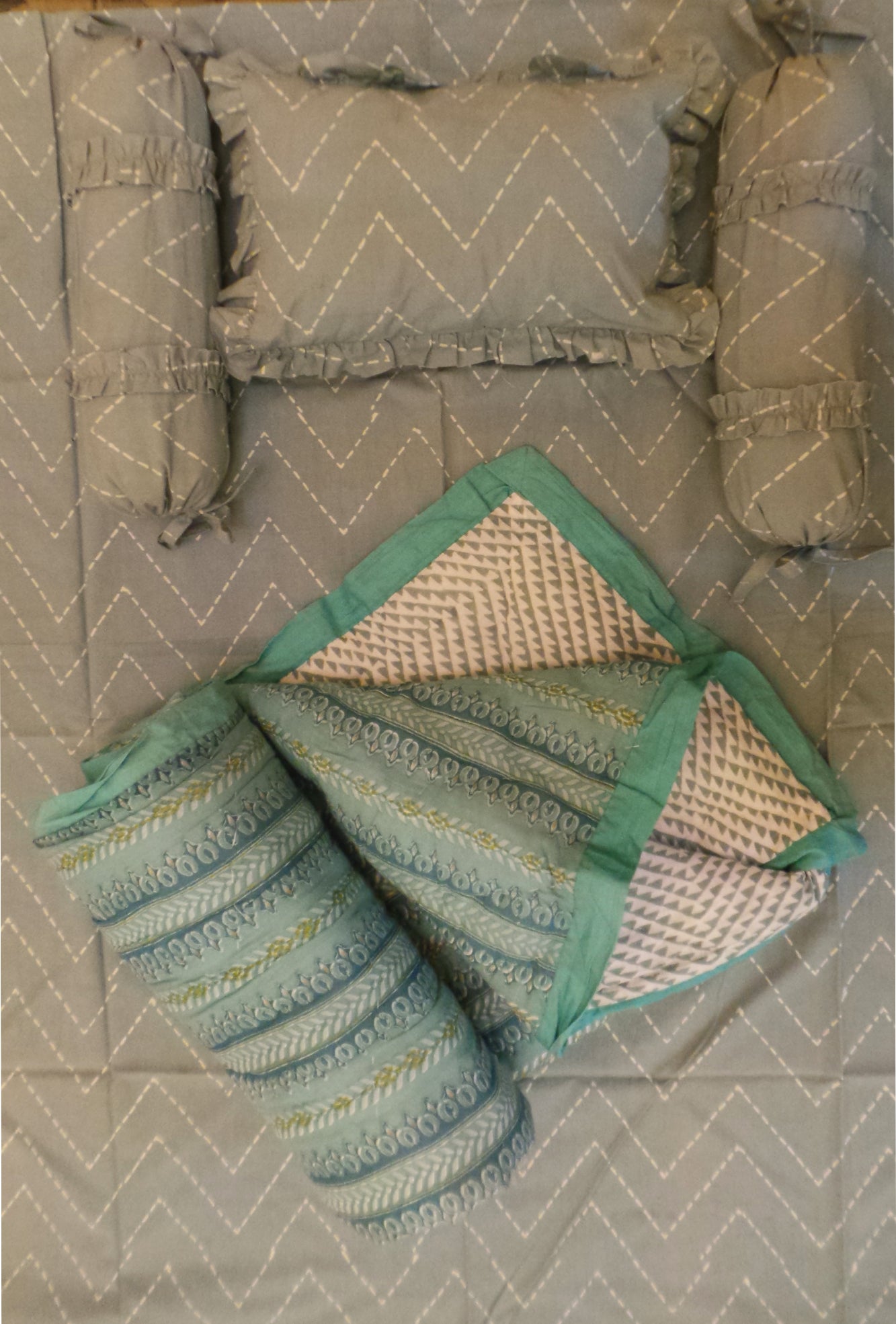 Baby Bed Set Grey Chevron