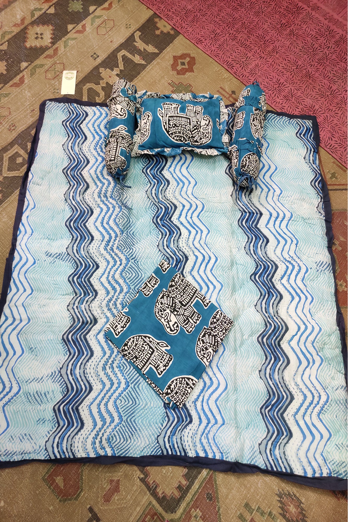 Baby Bed Set Blue Jumbo Elephant
