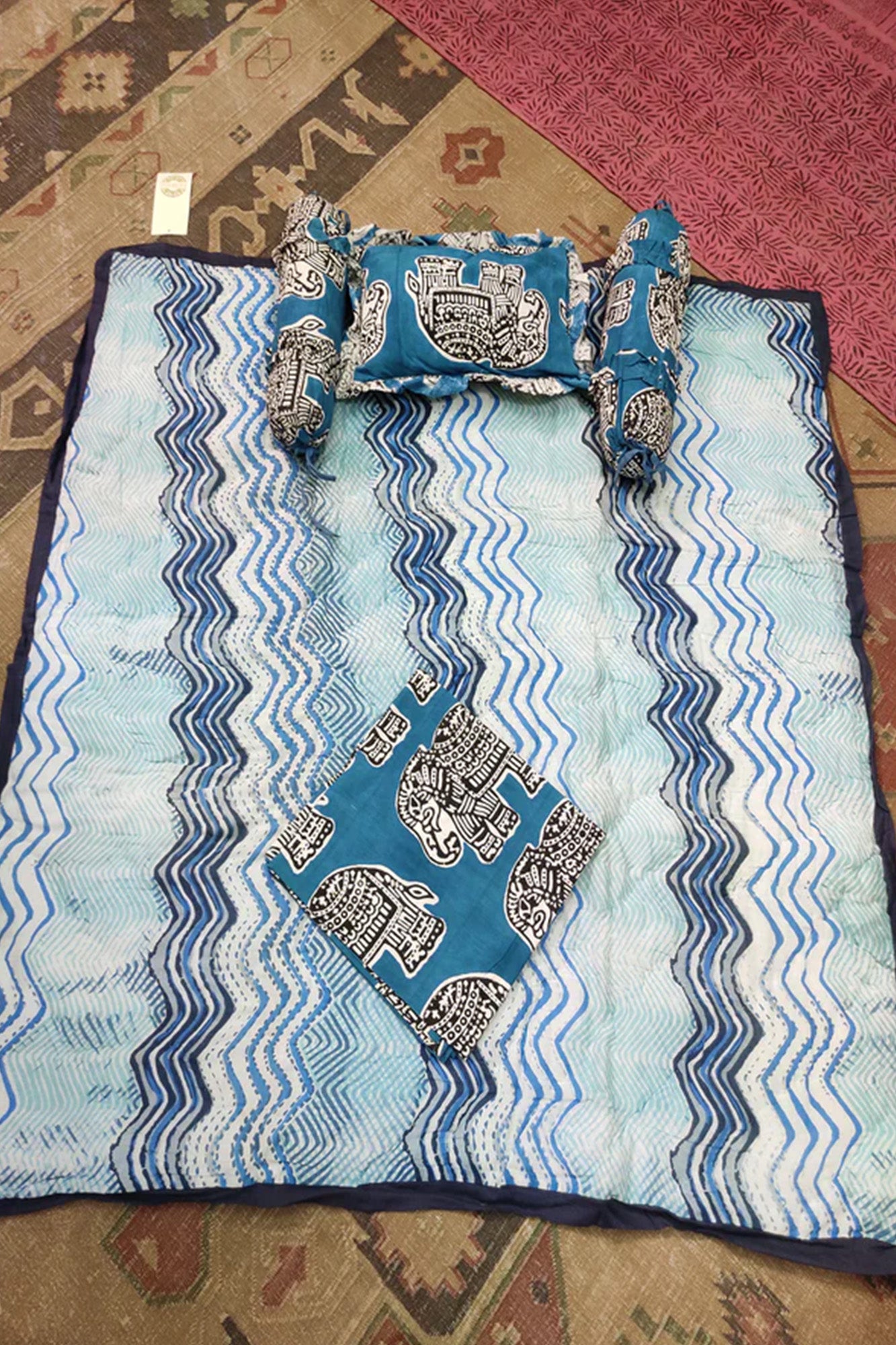 Baby Bed Set Blue Jumbo Elephant