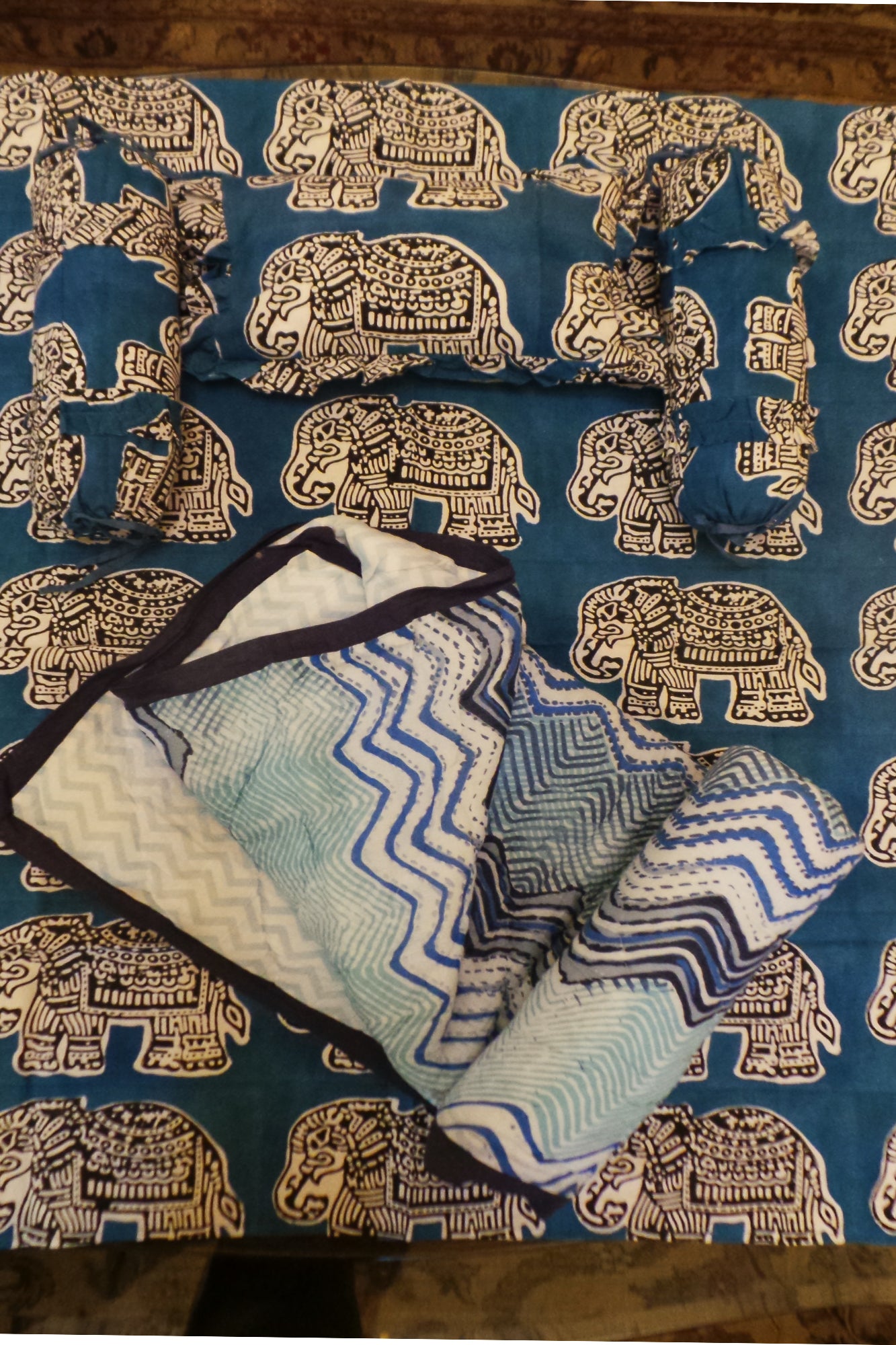 Baby Bed Set Blue Jumbo Elephant