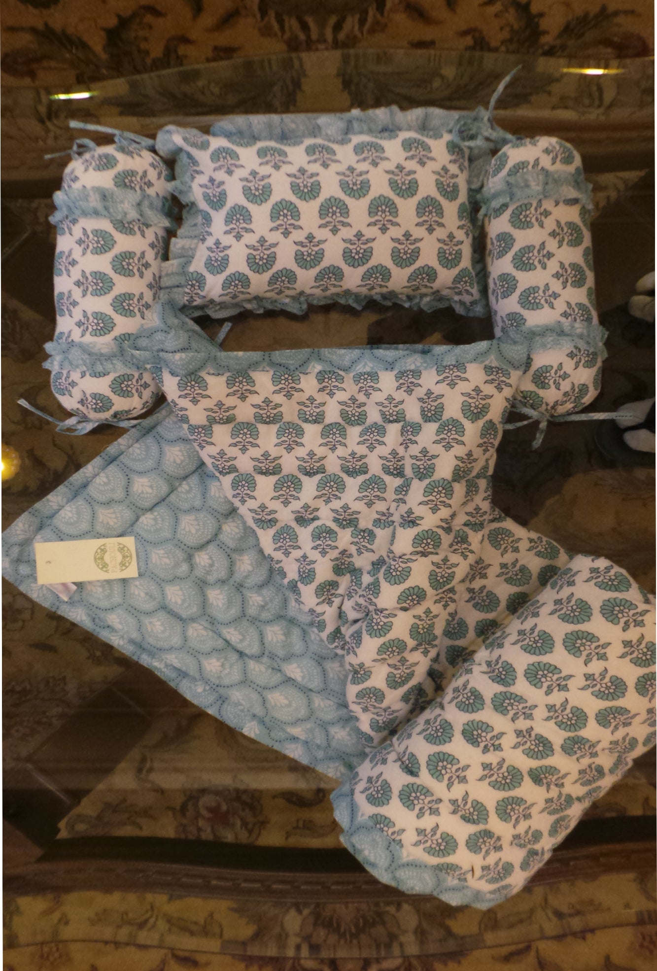 Baby Bed Set Teal Buti