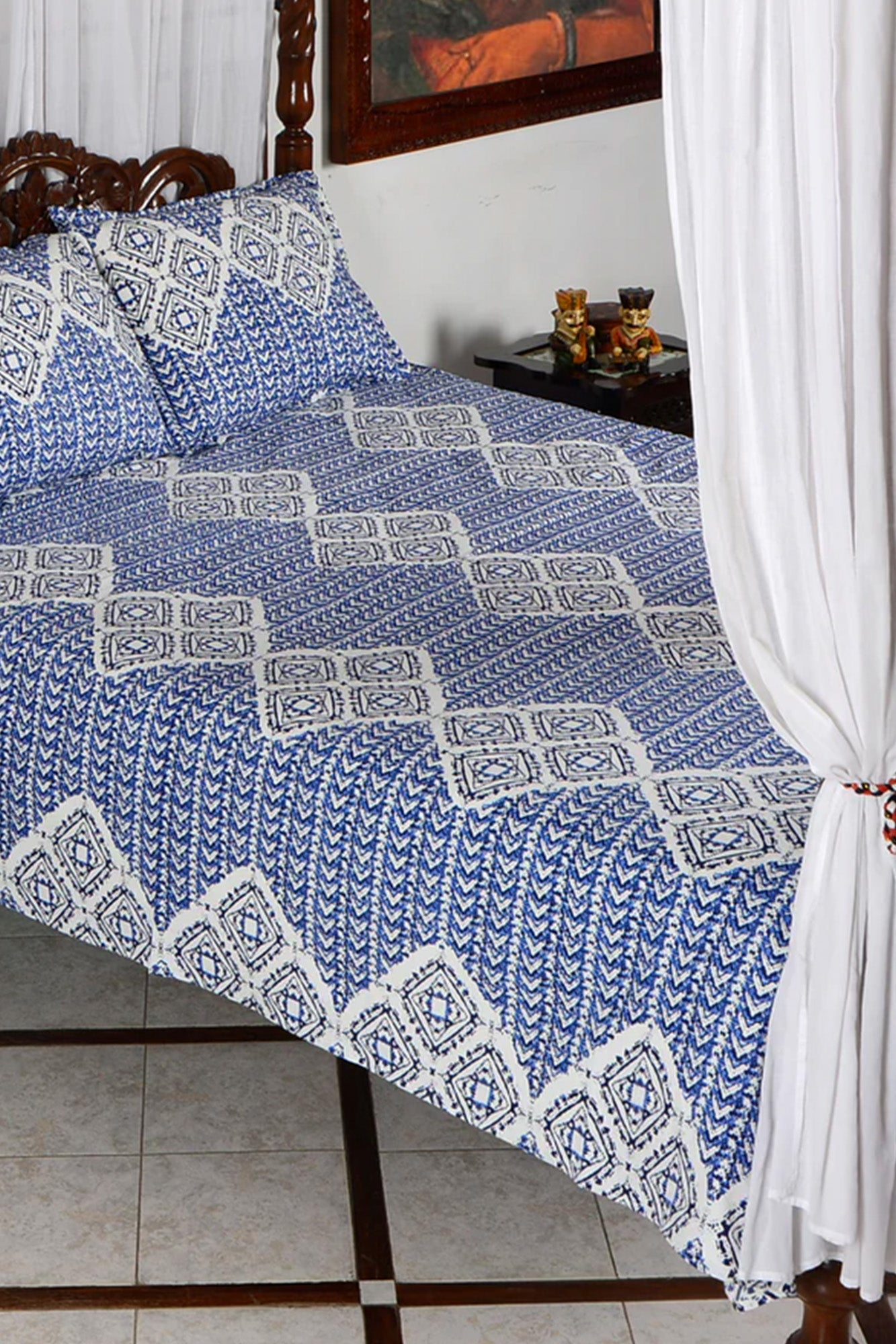 Geometrical Blue - Bed Sheet