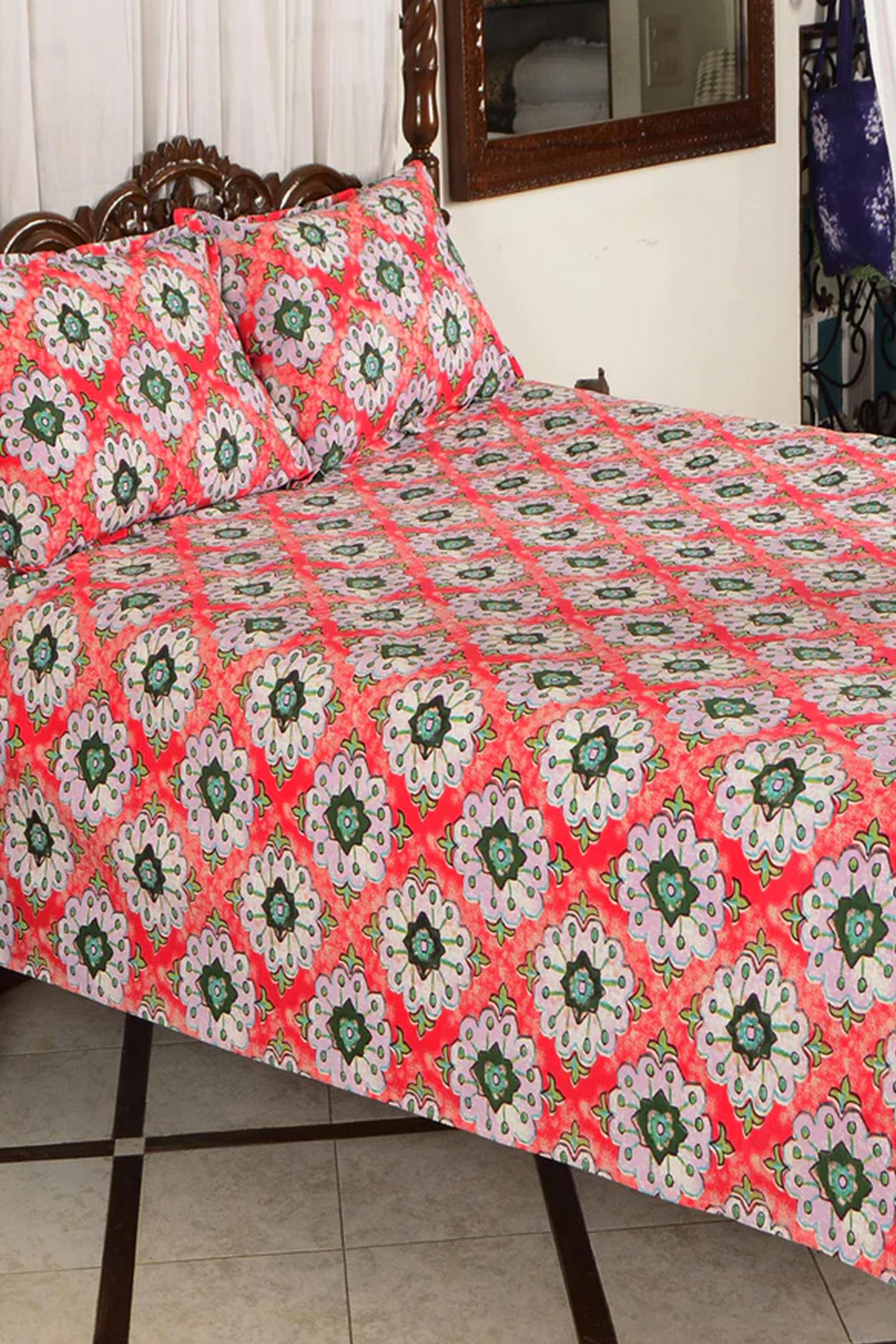 Green Floral - Bed Sheet