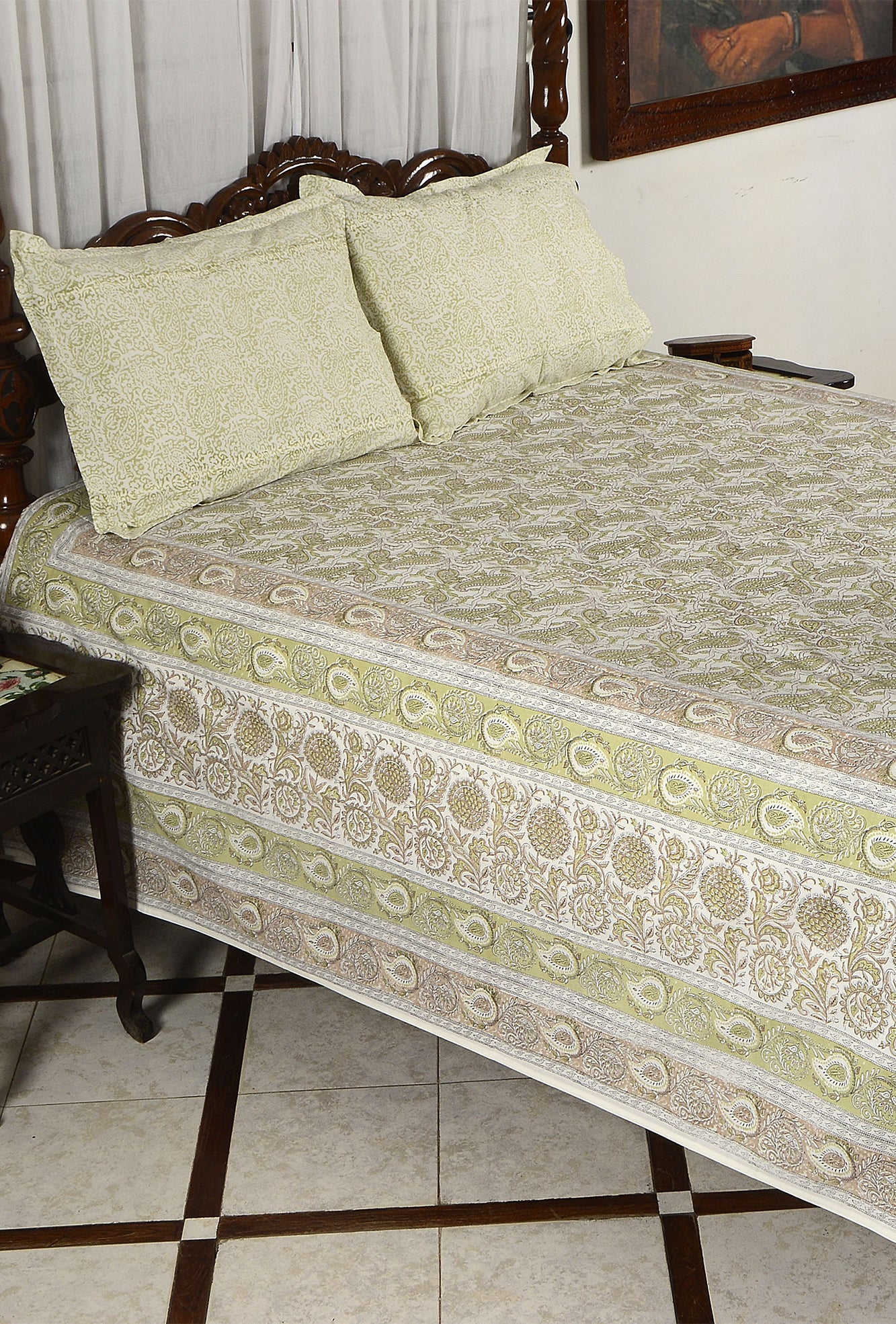 Green Small Paisley - Bed Sheet