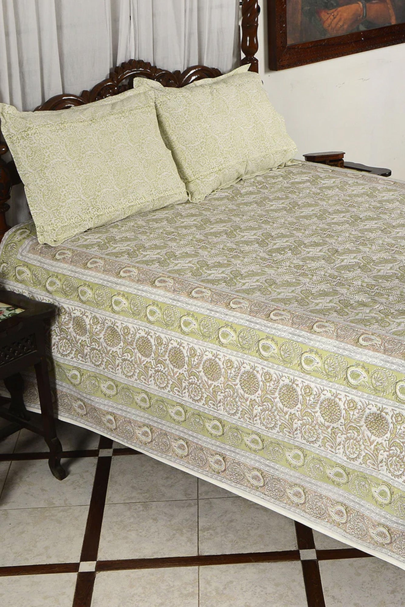 Green Small Paisley - Bed Sheet