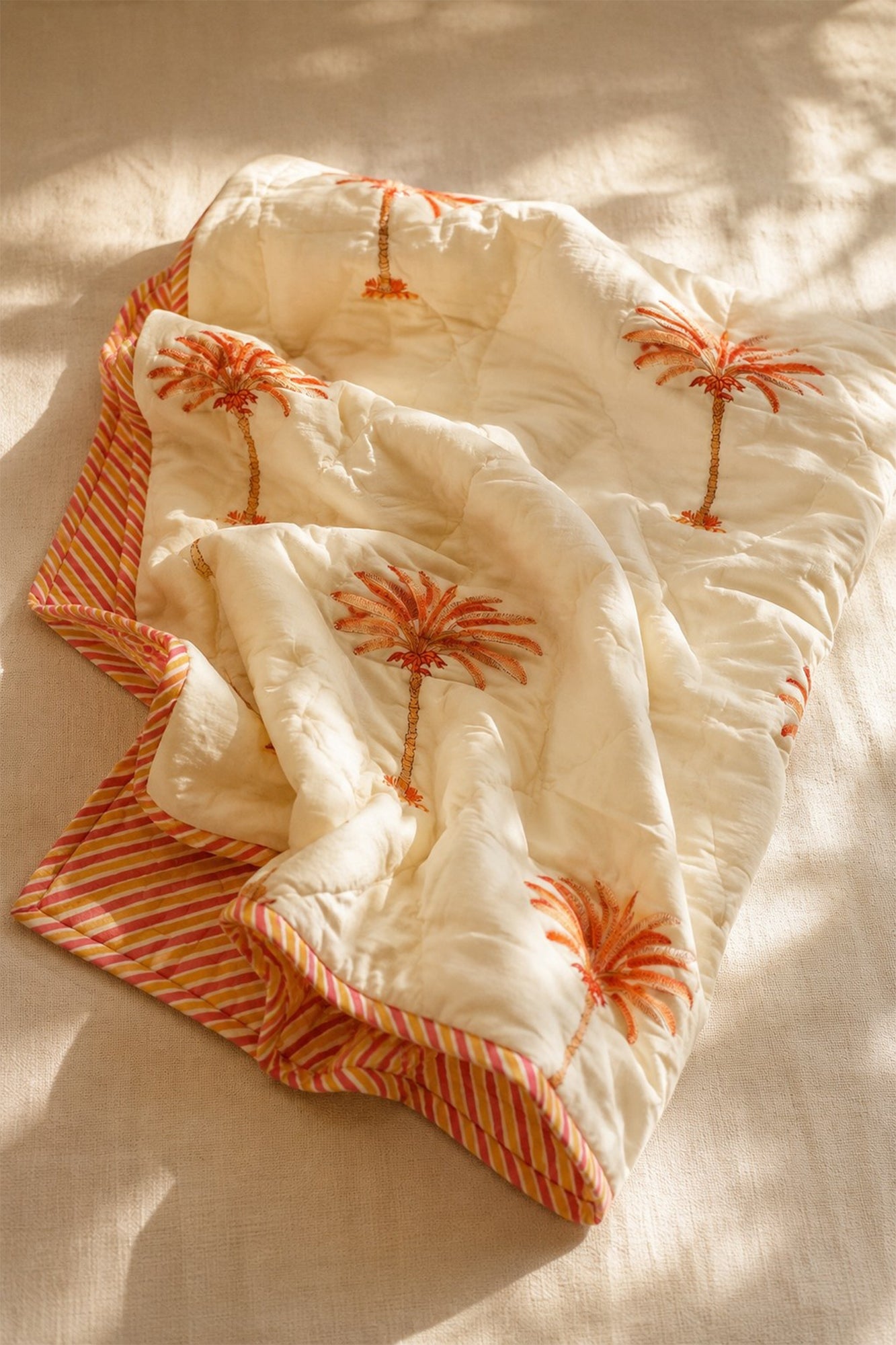Peach Palm Baby Quilt
