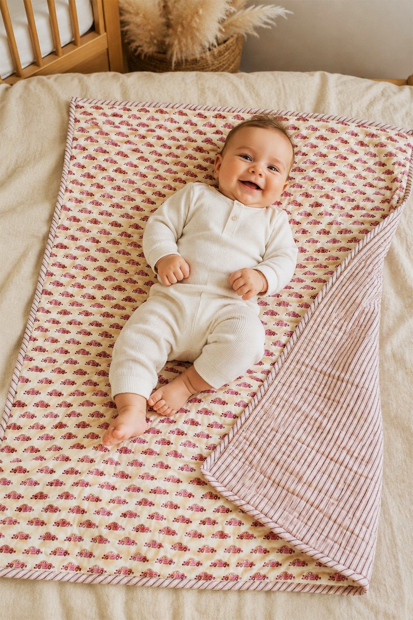 Pink Cars Baby Quilt