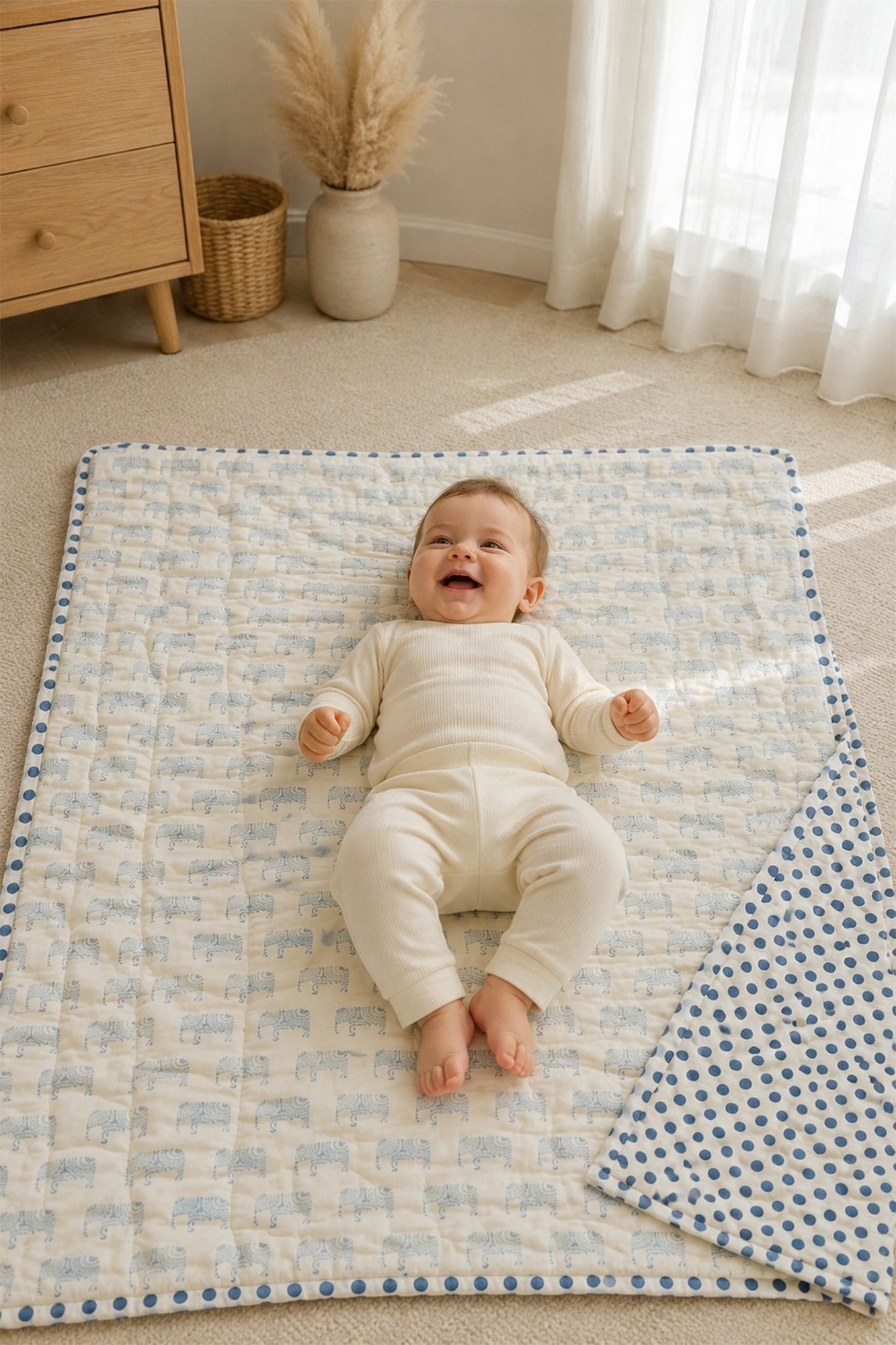 Polka Blue Baby Quilt