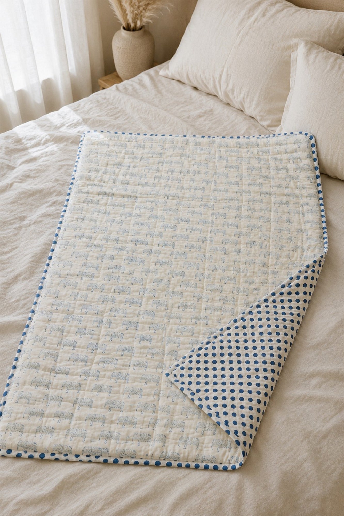 Polka Blue Baby Quilt