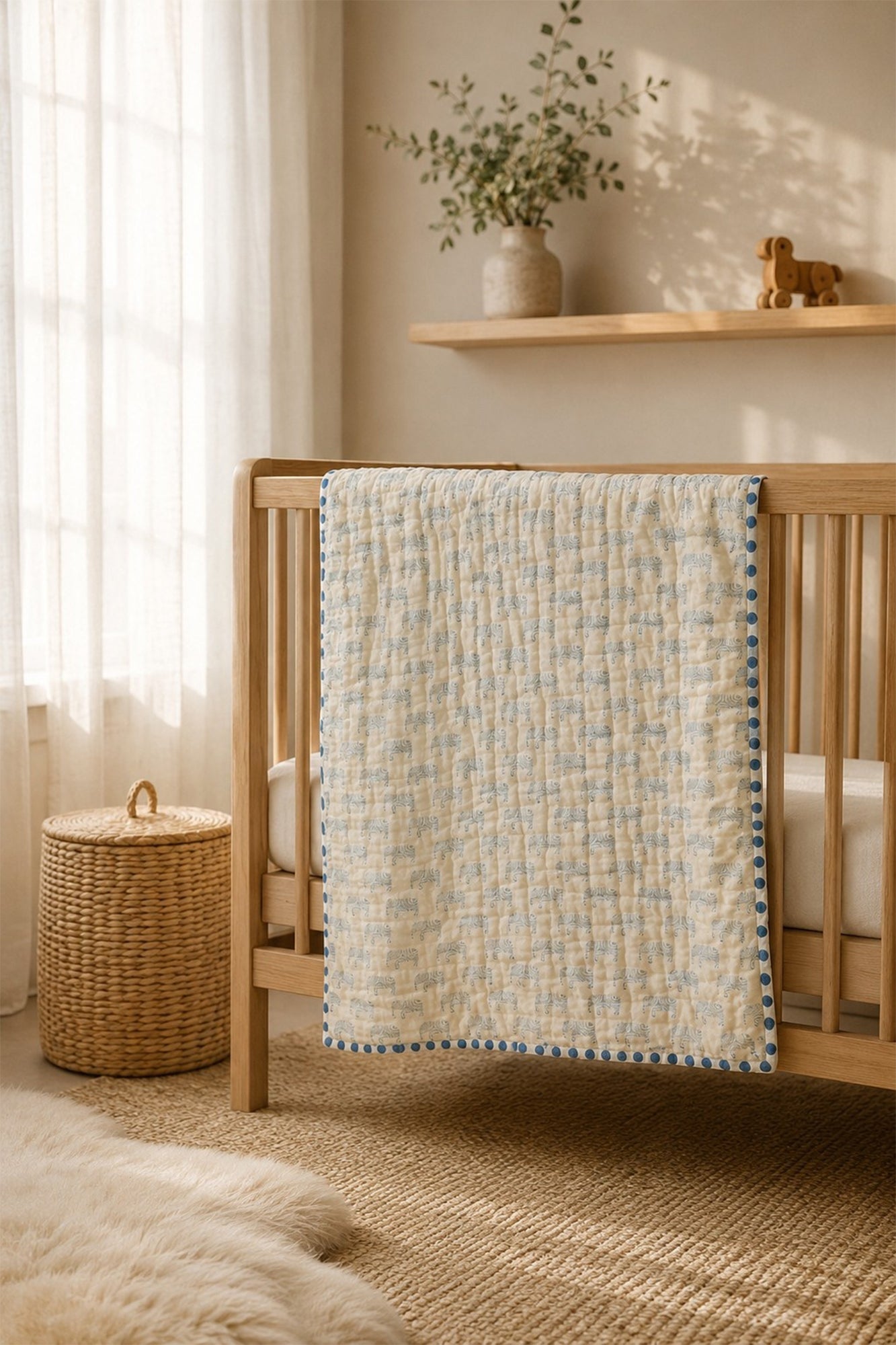 Polka Blue Baby Quilt