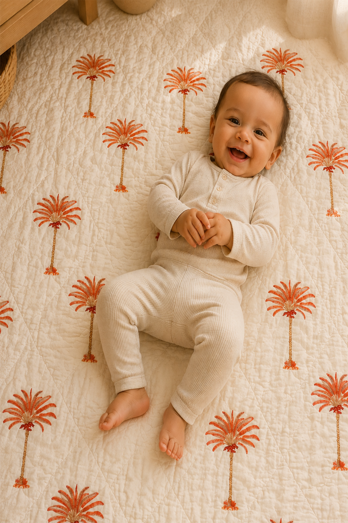 Peach Palm Baby Quilt