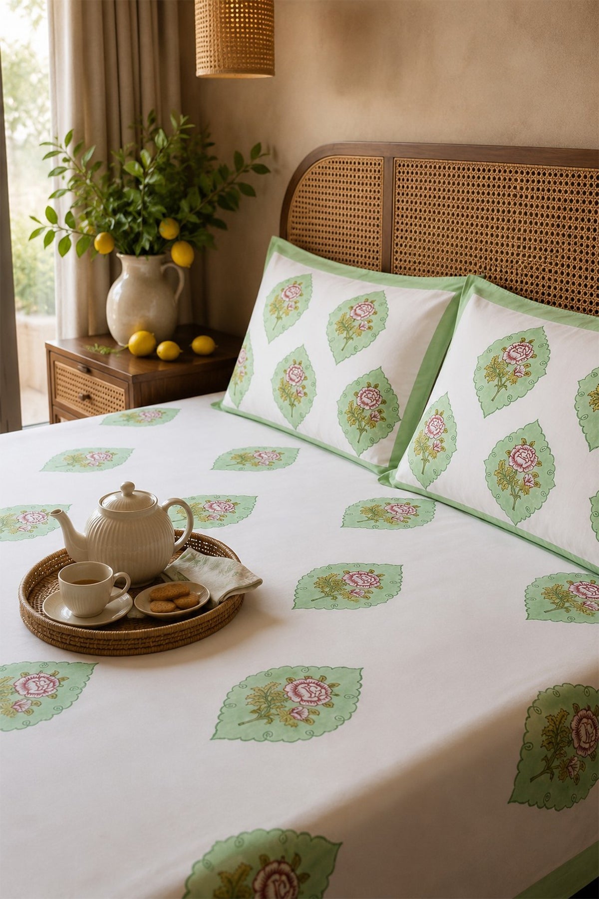 Mughal Marigold Bed Sheet With Pillow