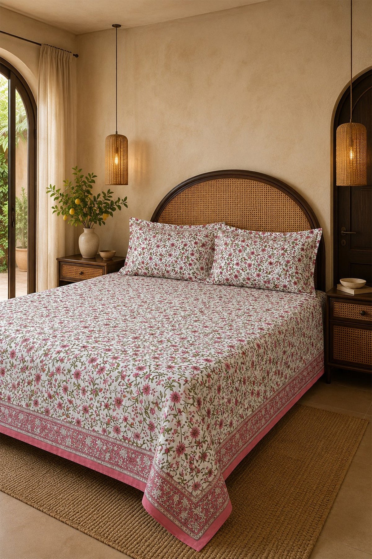 Vintage Pink Bed Sheet With Pillow