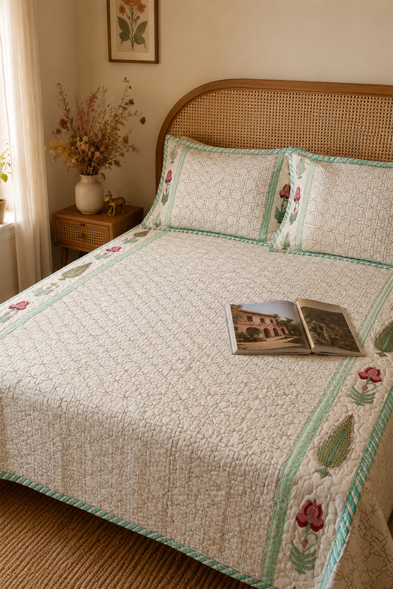 Fleur-De-Lis Bed Cover With 2 Pillow Covers