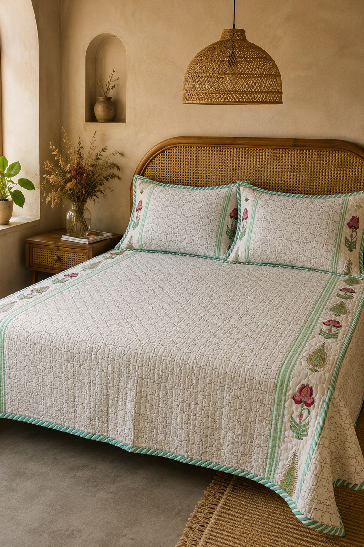 Fleur-De-Lis Bed Cover With 2 Pillow Covers