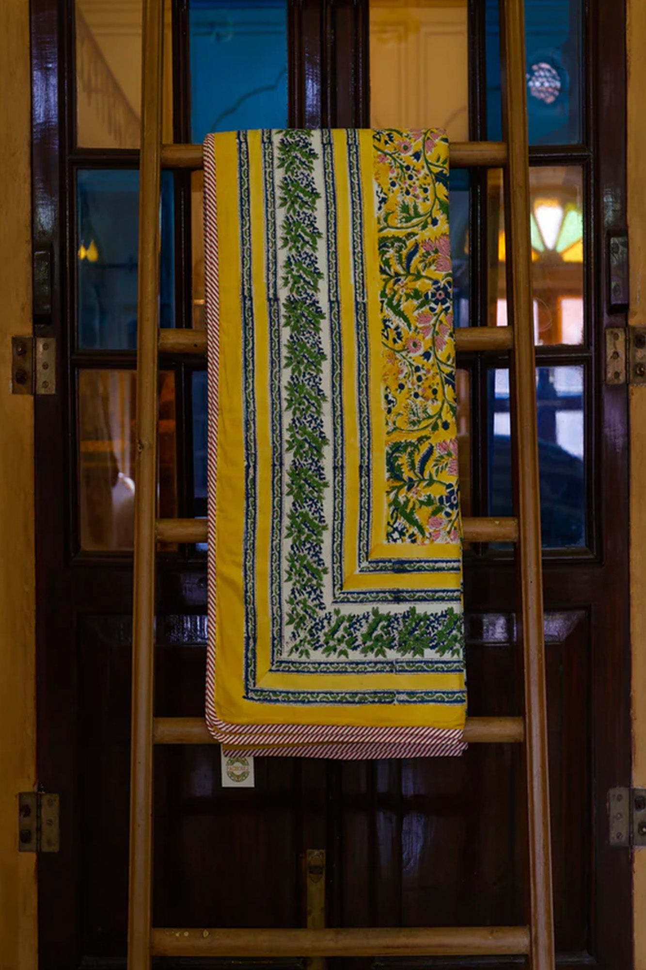 Dohar Falalin Set of 2 Block Printed Yellow