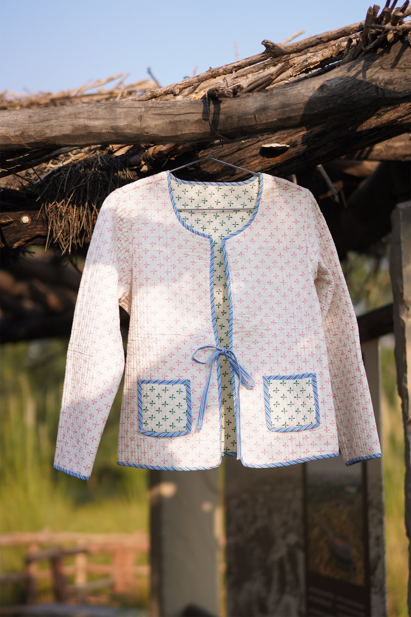 Pink & Green Tile Reversible Jacket