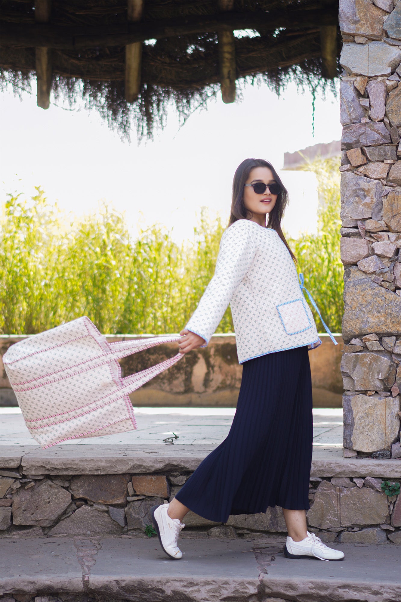 Pink & Green Tile Reversible Jacket