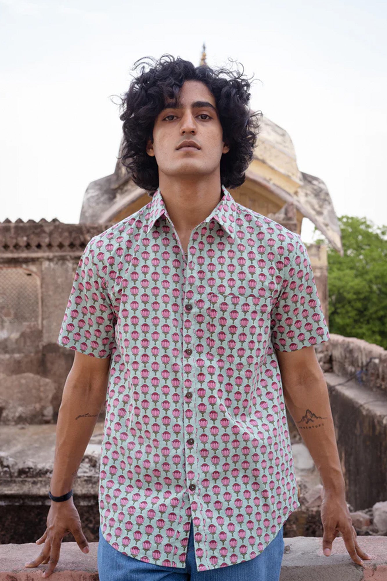 Lotus Bloom Half Sleeve Shirt