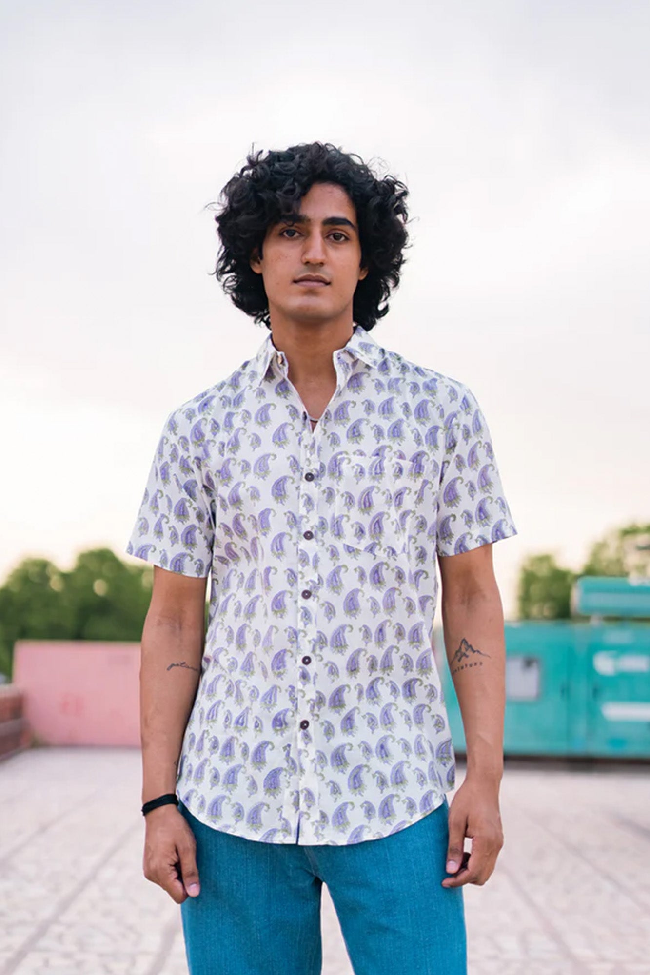 Lavender Bloom Half Sleeve Shirt