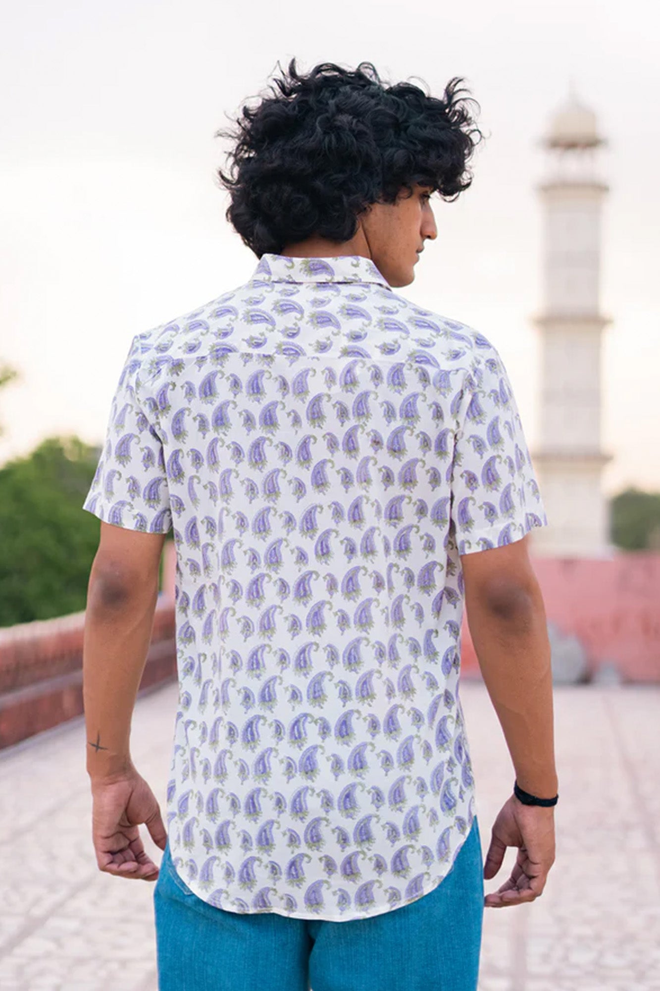 Lavender Bloom Half Sleeve Shirt