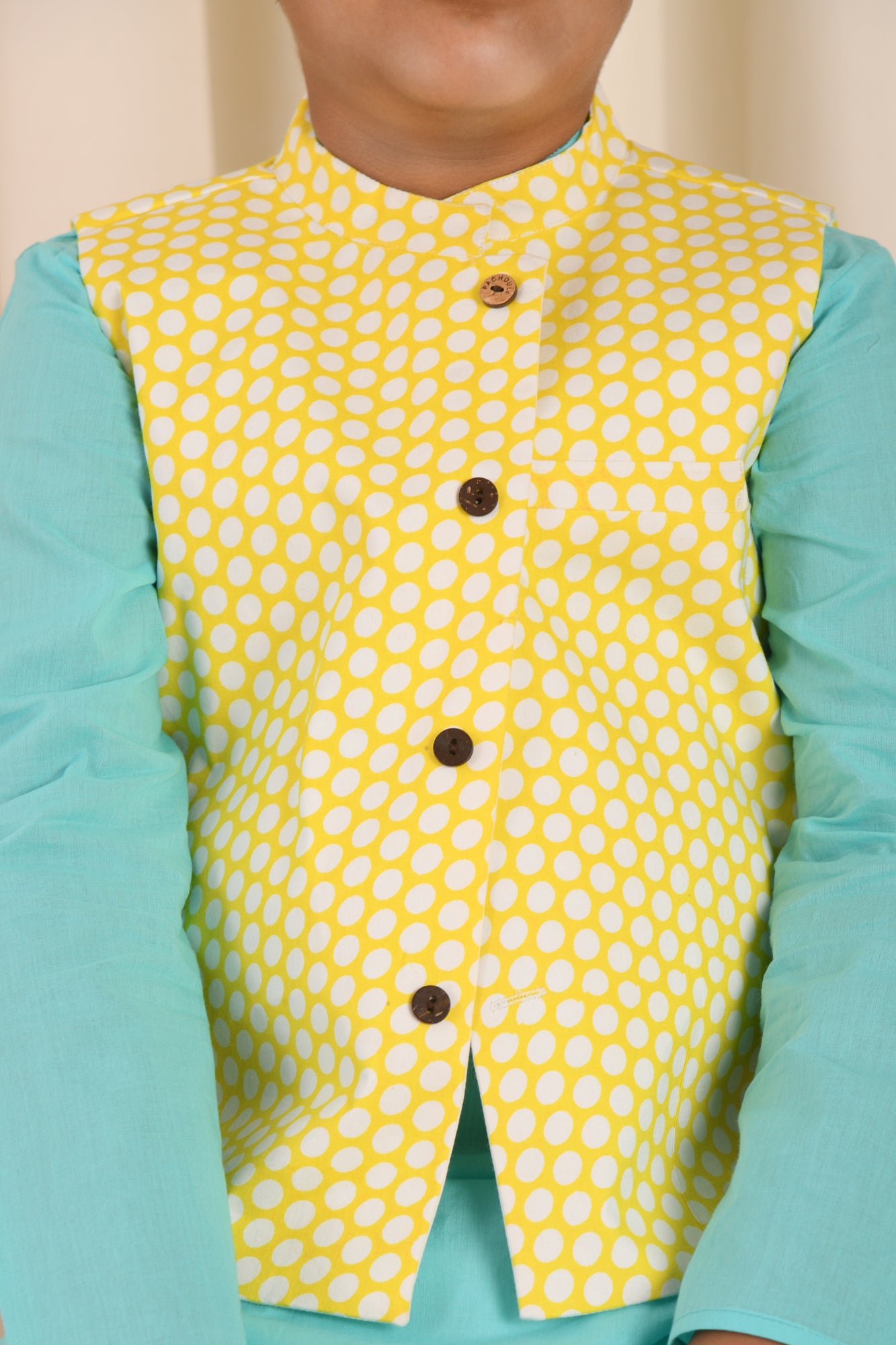 Sunny Dots Jacket & Aqua Glow Kurta Set
